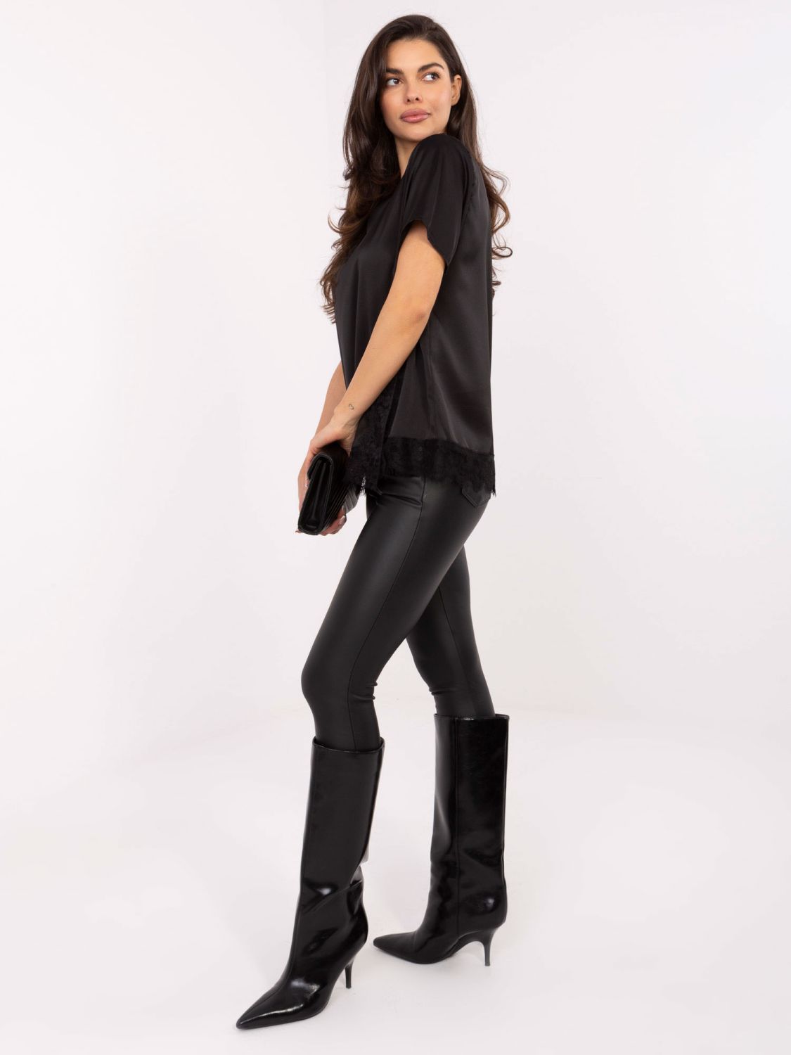 Elegant black blouse with lace