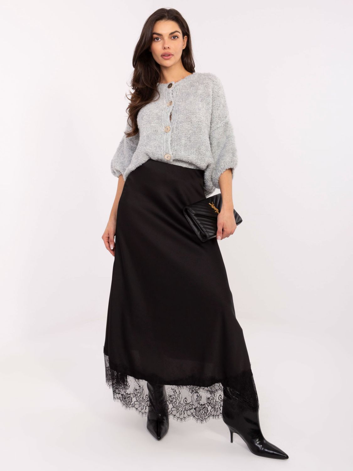 Black maxi skirt with lace