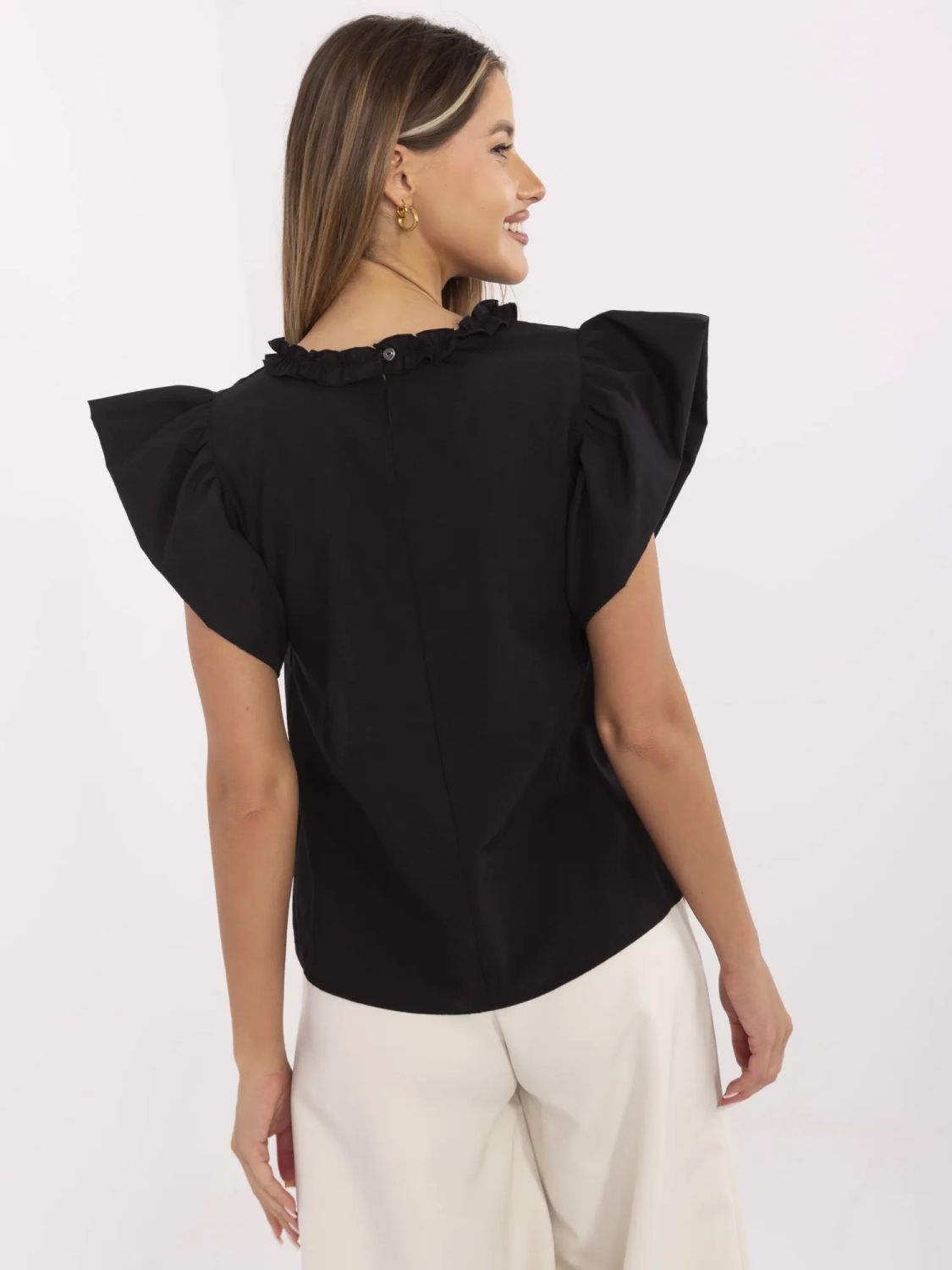 Elegant Black Blouse with Ruffles