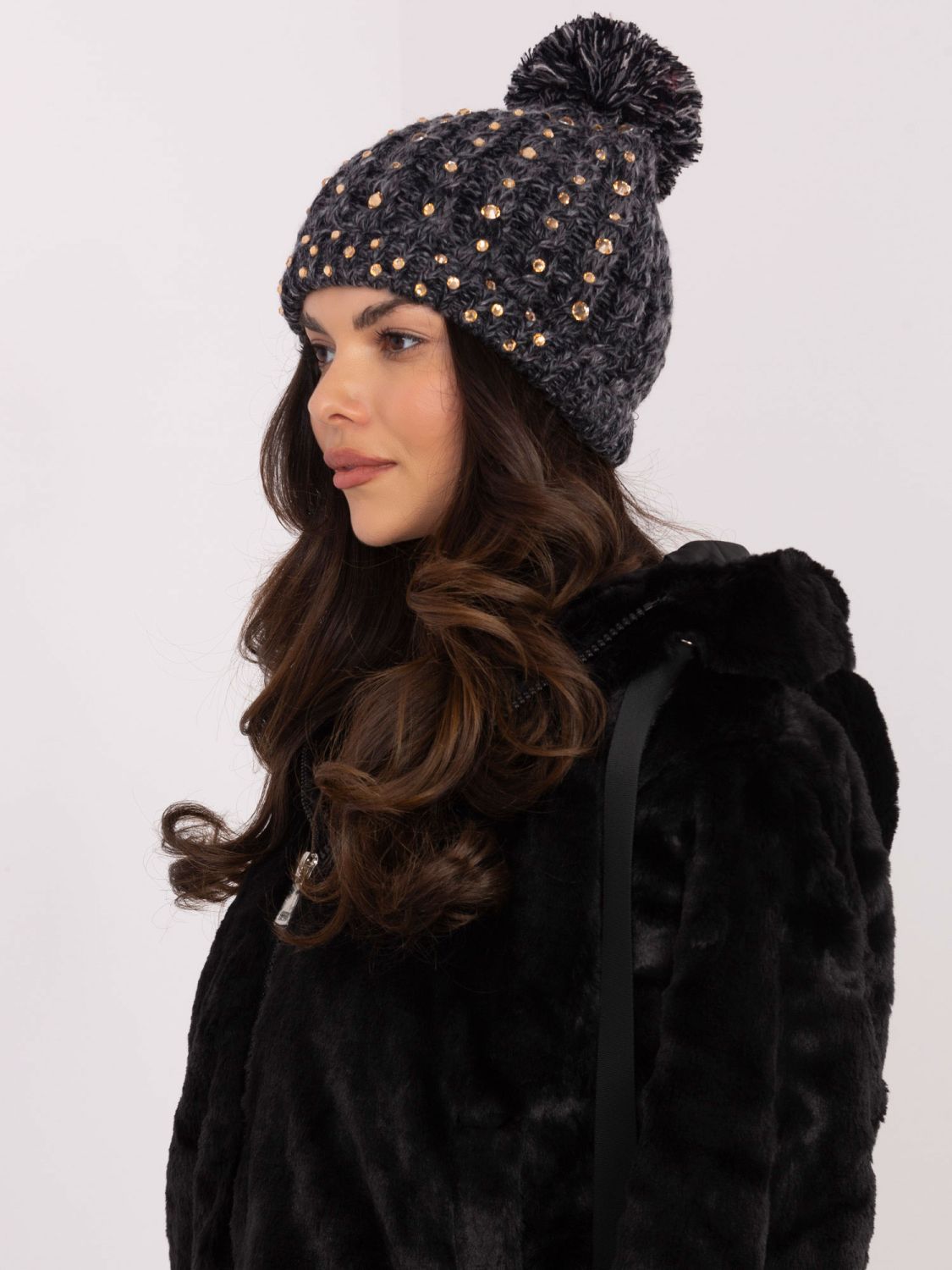 Elegant Black Beanie with Application