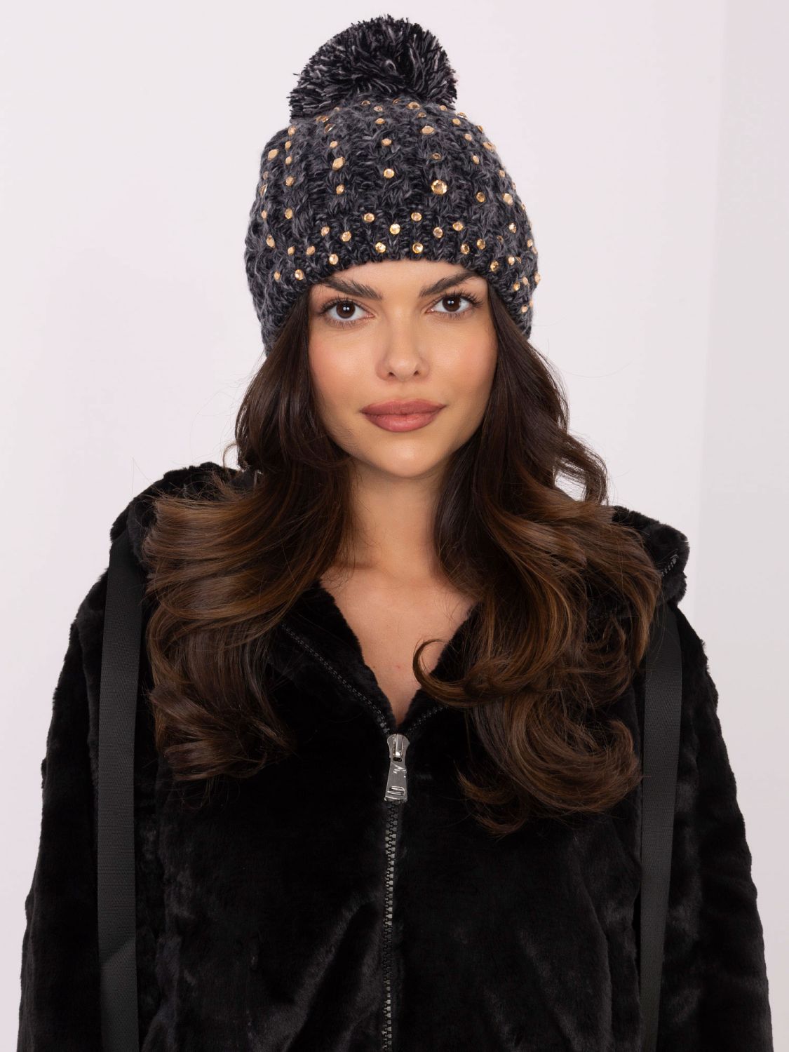Elegant Black Beanie with Application