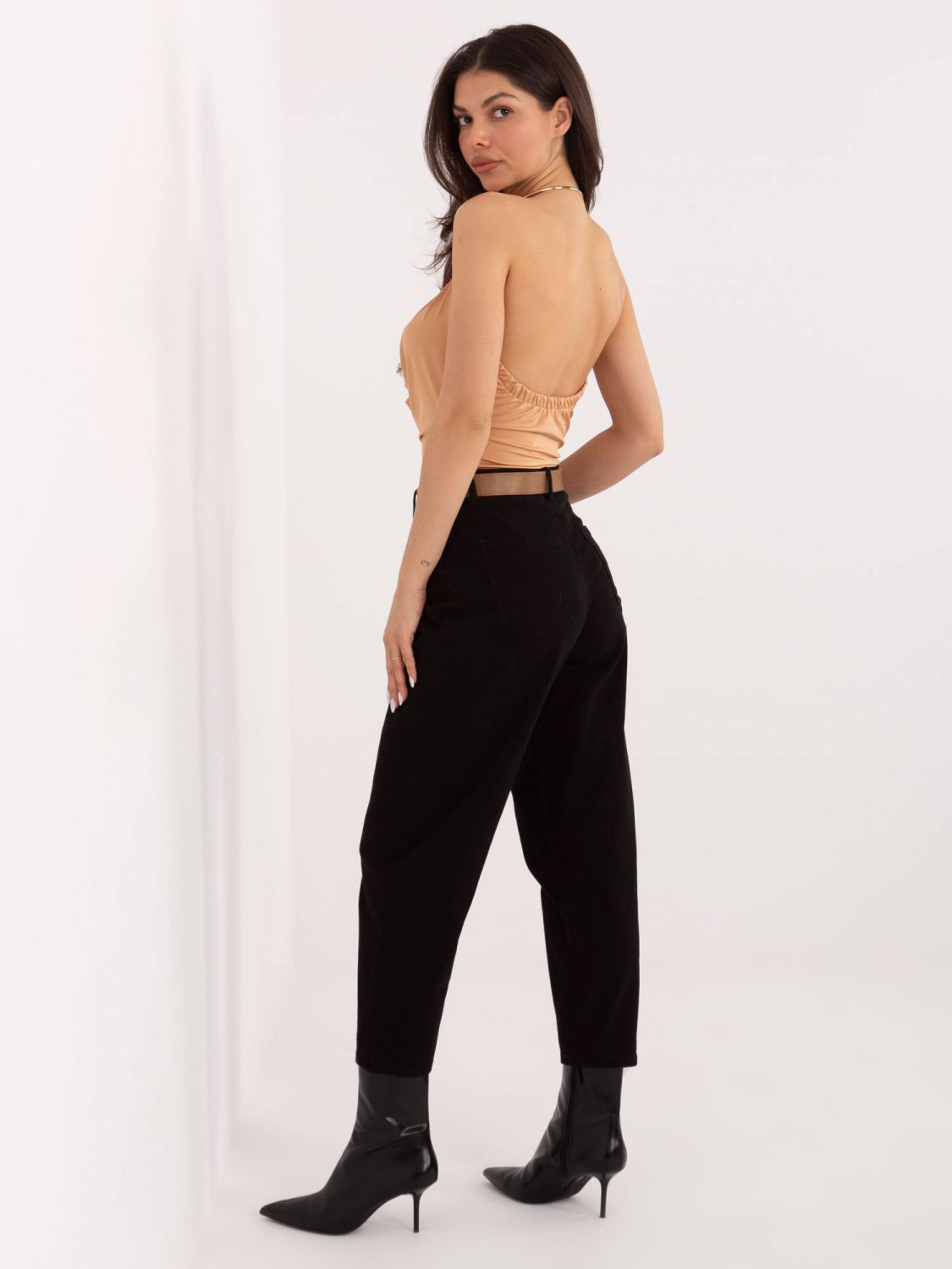 Black mom jeans with belt