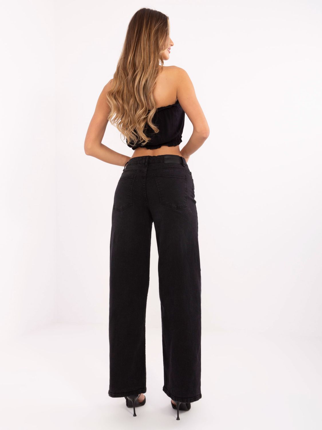 Black Wide-Leg High-Waisted Jeans