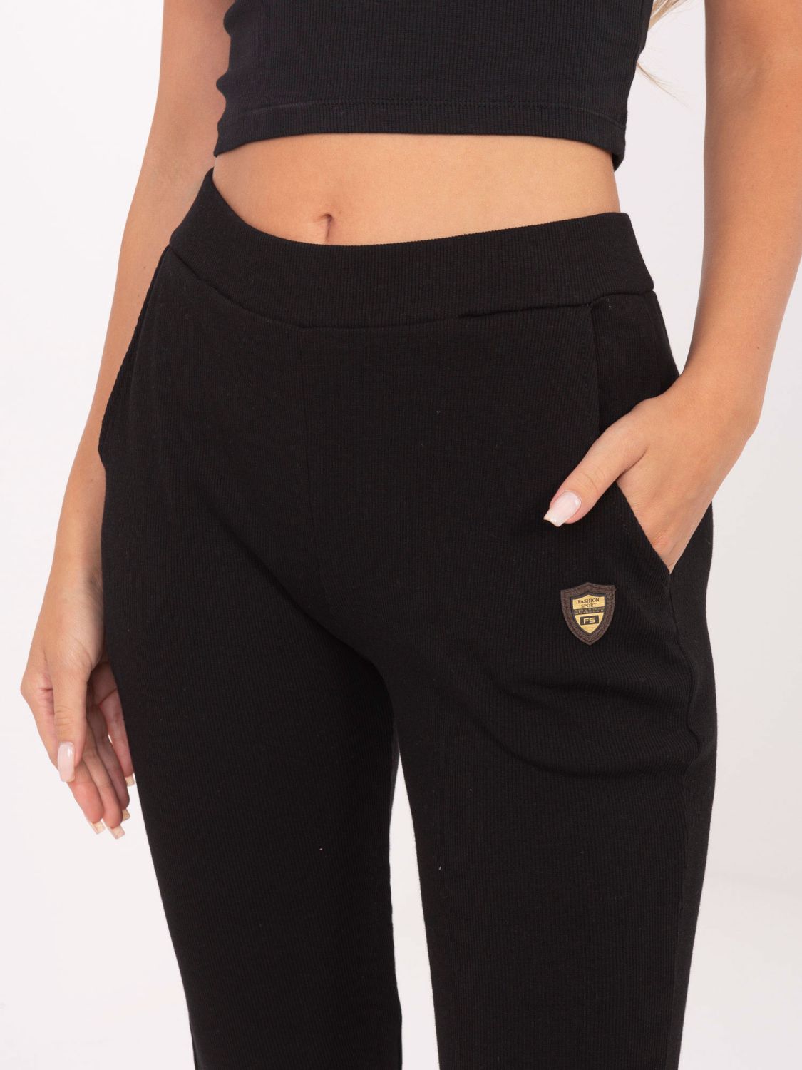 Black ribbed cotton sweatpants