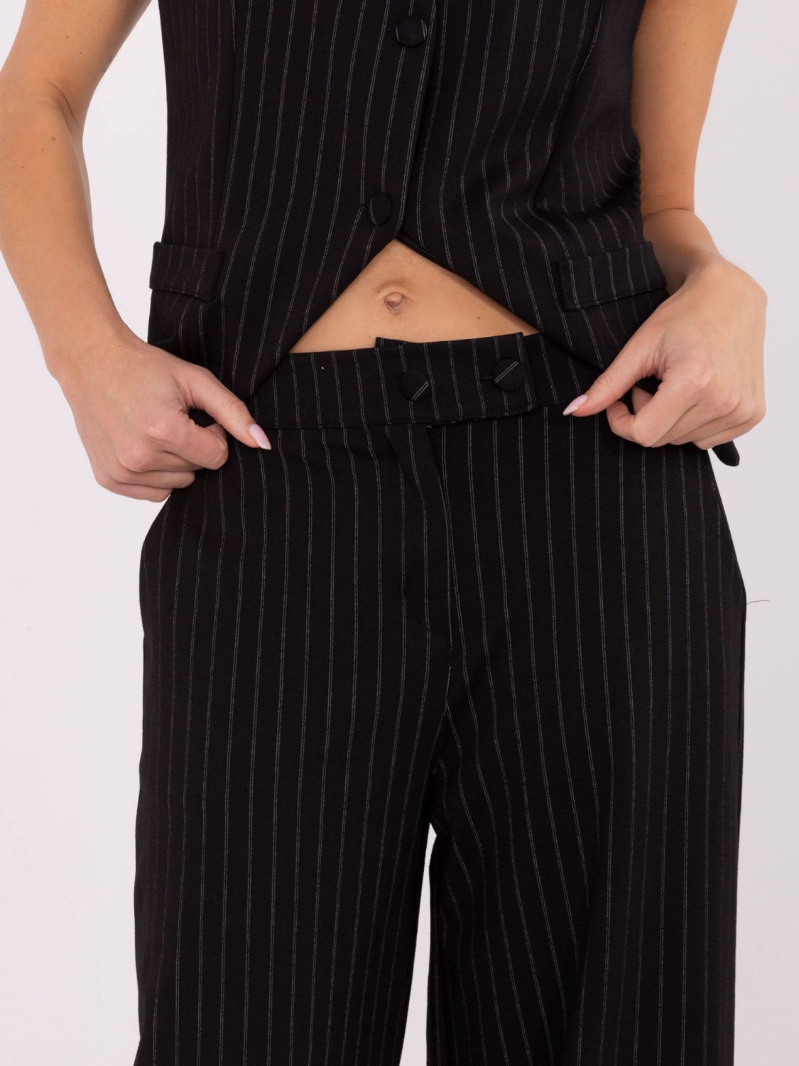 Elegant black palazzo trousers with stripes