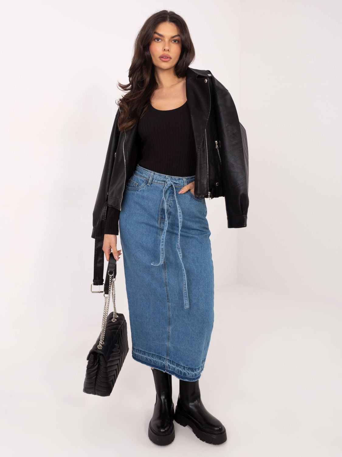 Black ribbed long sleeve bodysuit