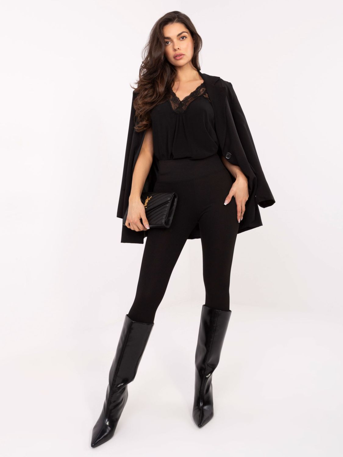 Black Ribbed High-Waisted Leggings