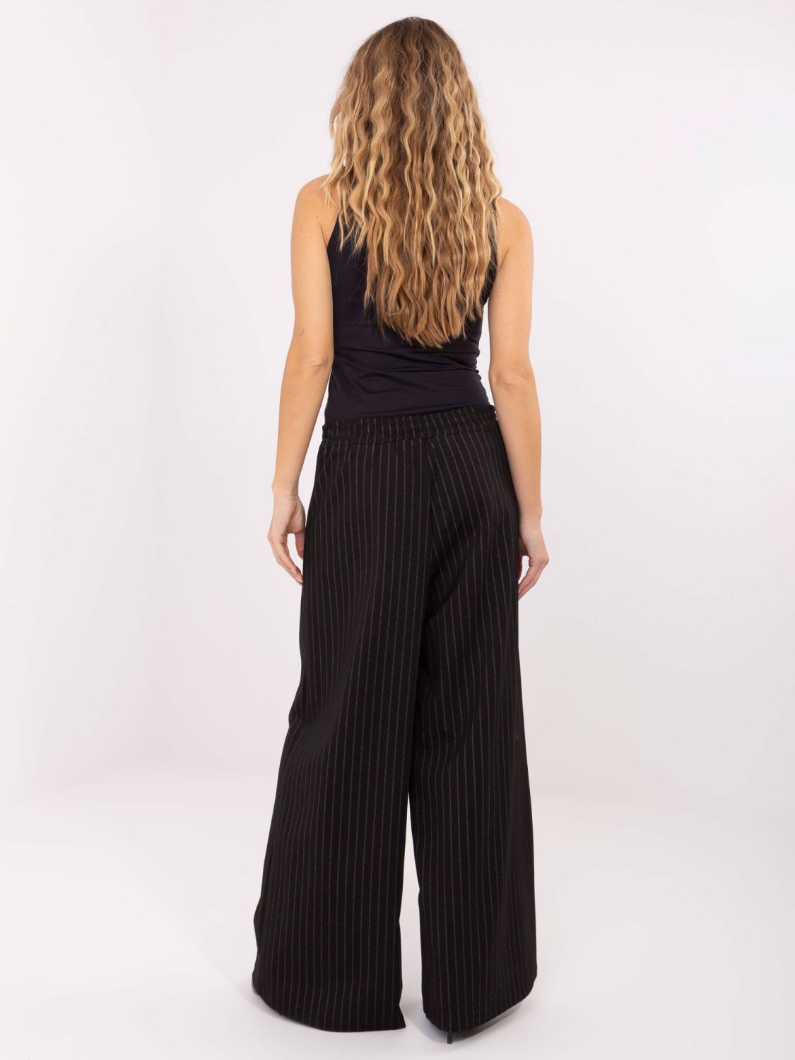 Elegant black palazzo trousers with stripes