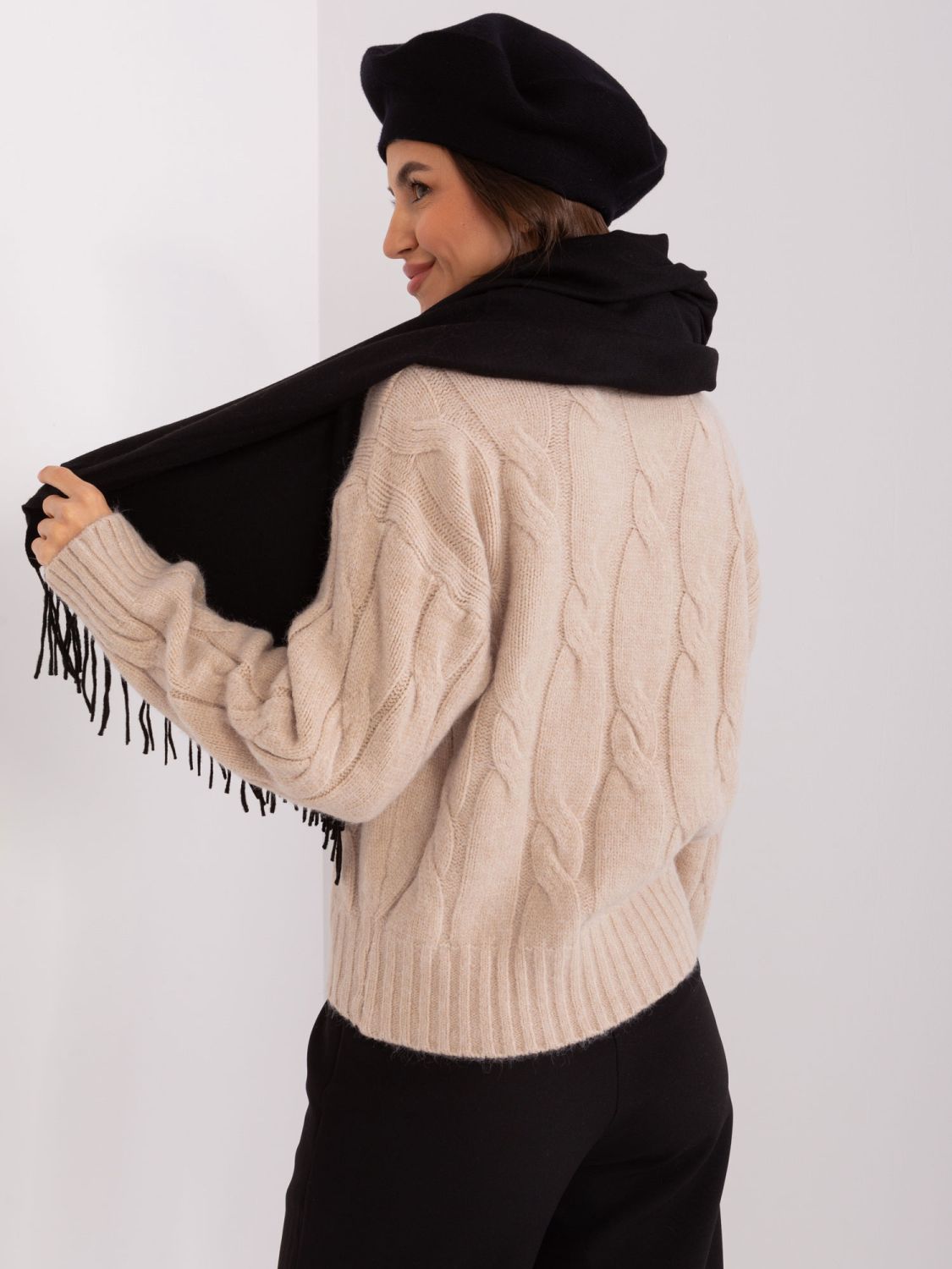 Black Solid Women's Scarf