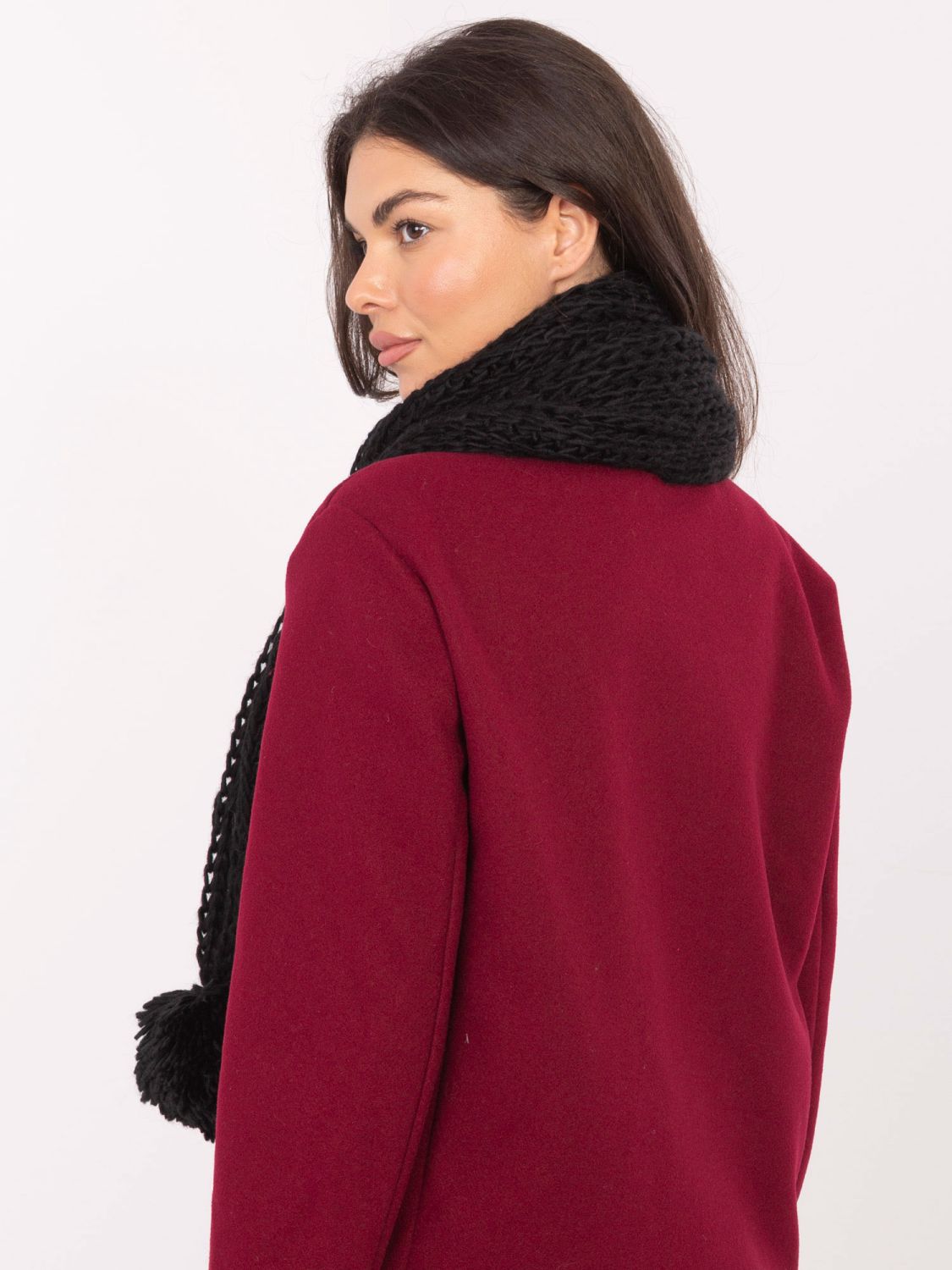 Black acrylic scarf with pompom