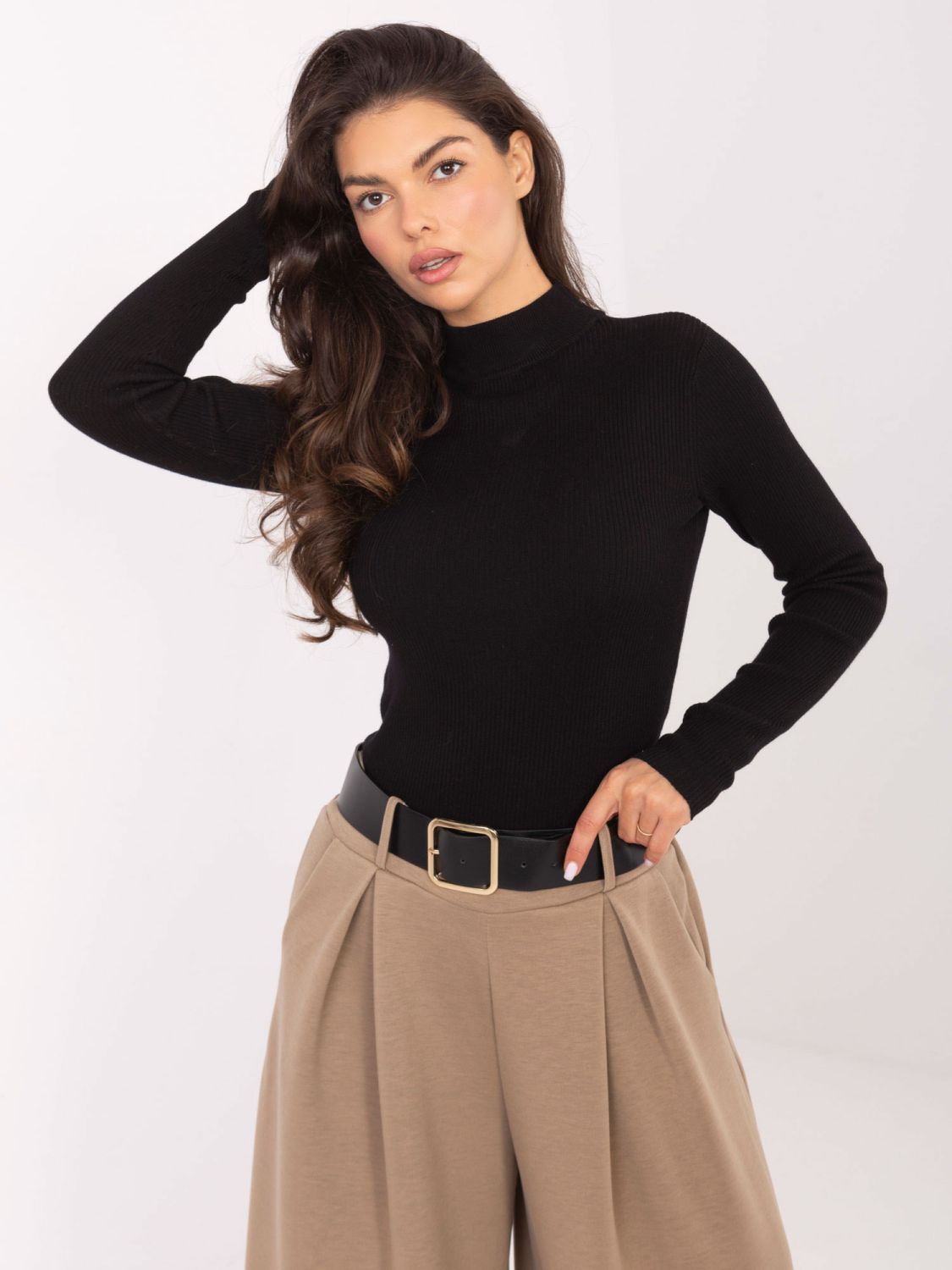 Black Ribbed Turtleneck