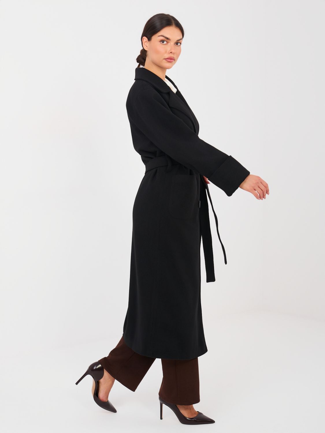 Women's Elegant Black Cashmere Transitional Coat
