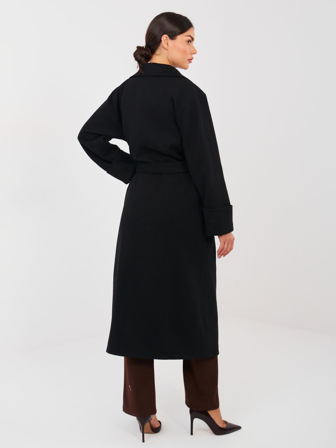 Women's Elegant Black Cashmere Transitional Coat