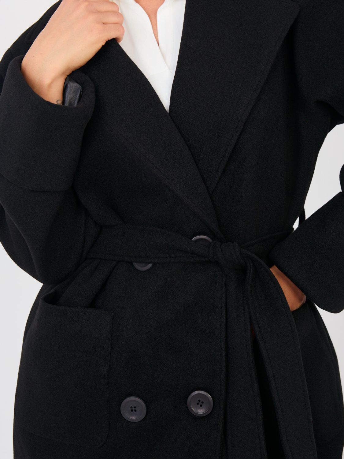 Women's Elegant Black Cashmere Transitional Coat