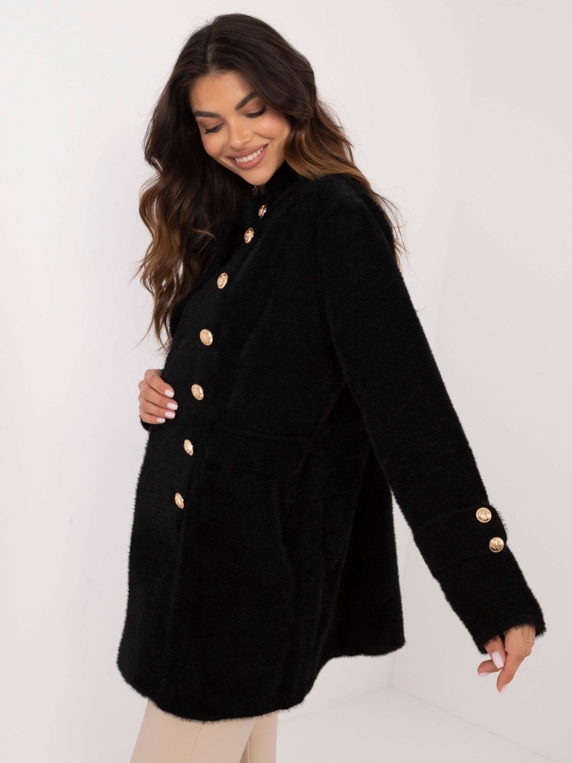 Elegant Black Alpaca Coat