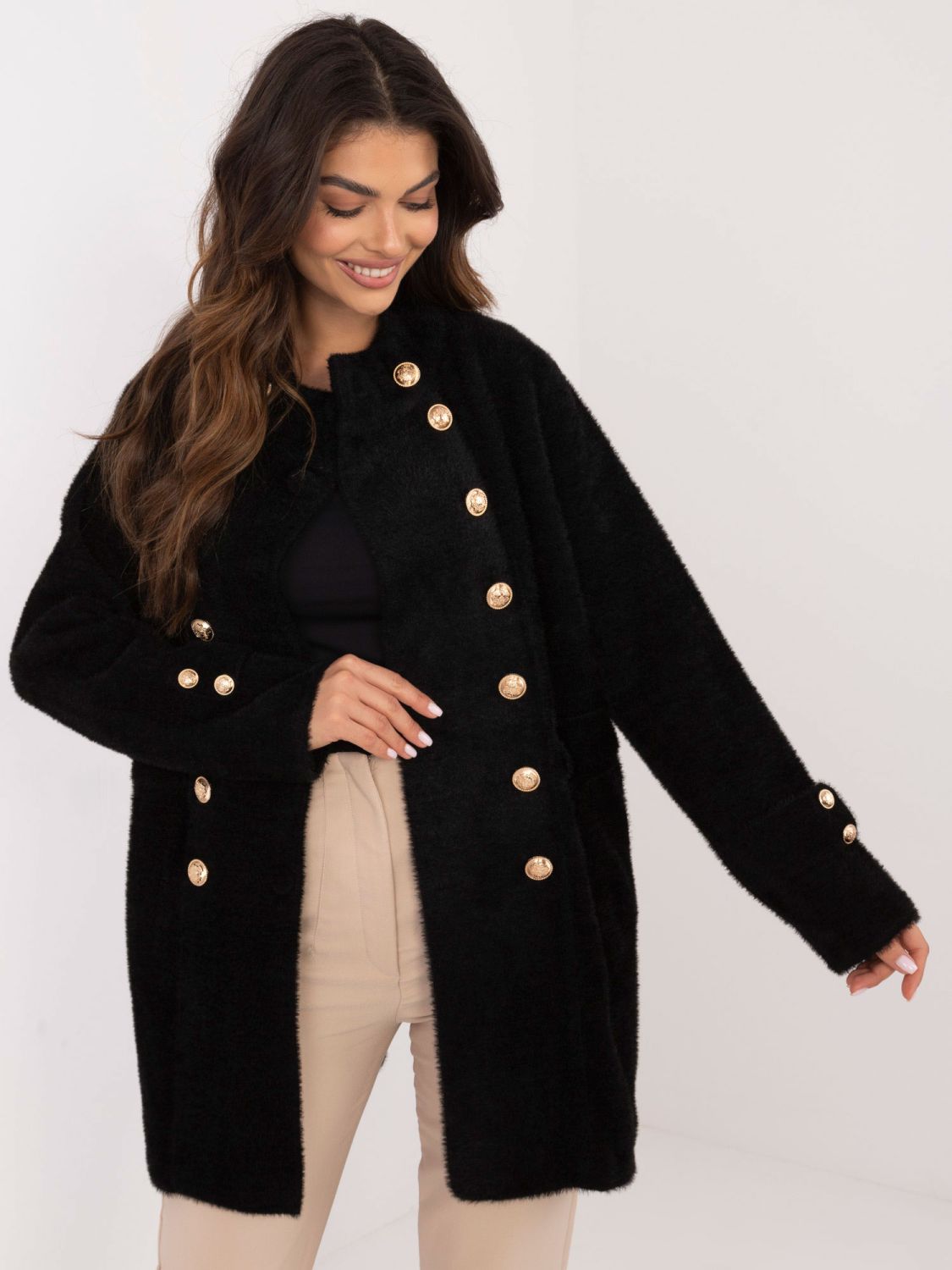 Elegant Black Alpaca Coat