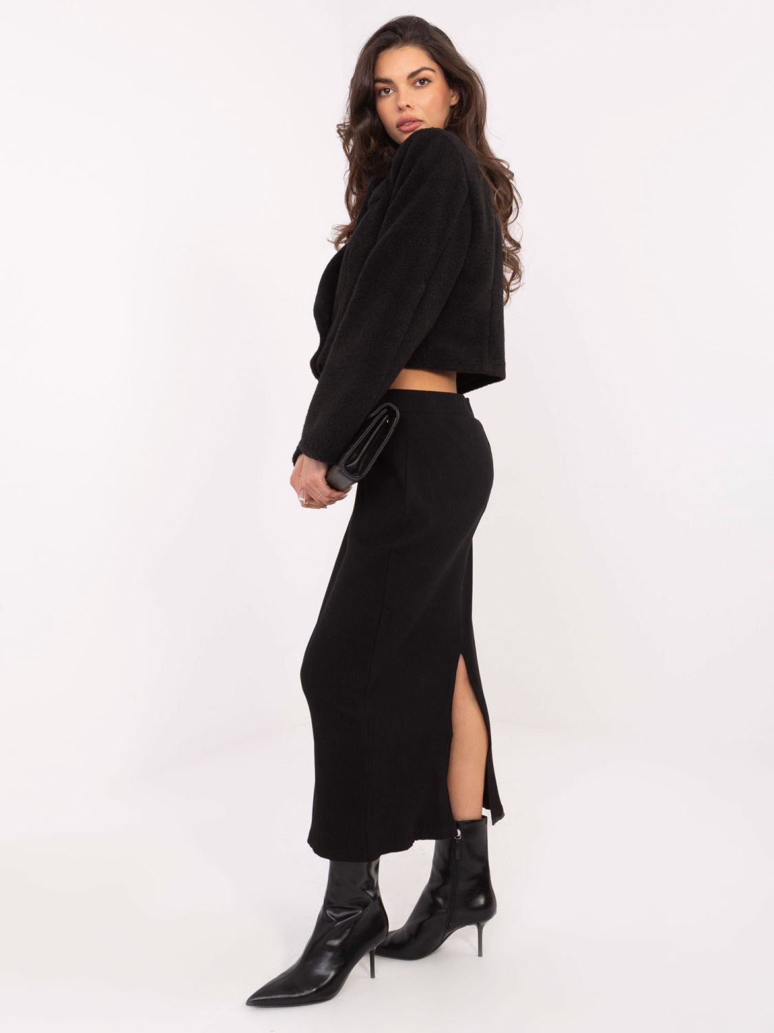 Short elegant black coat with lining