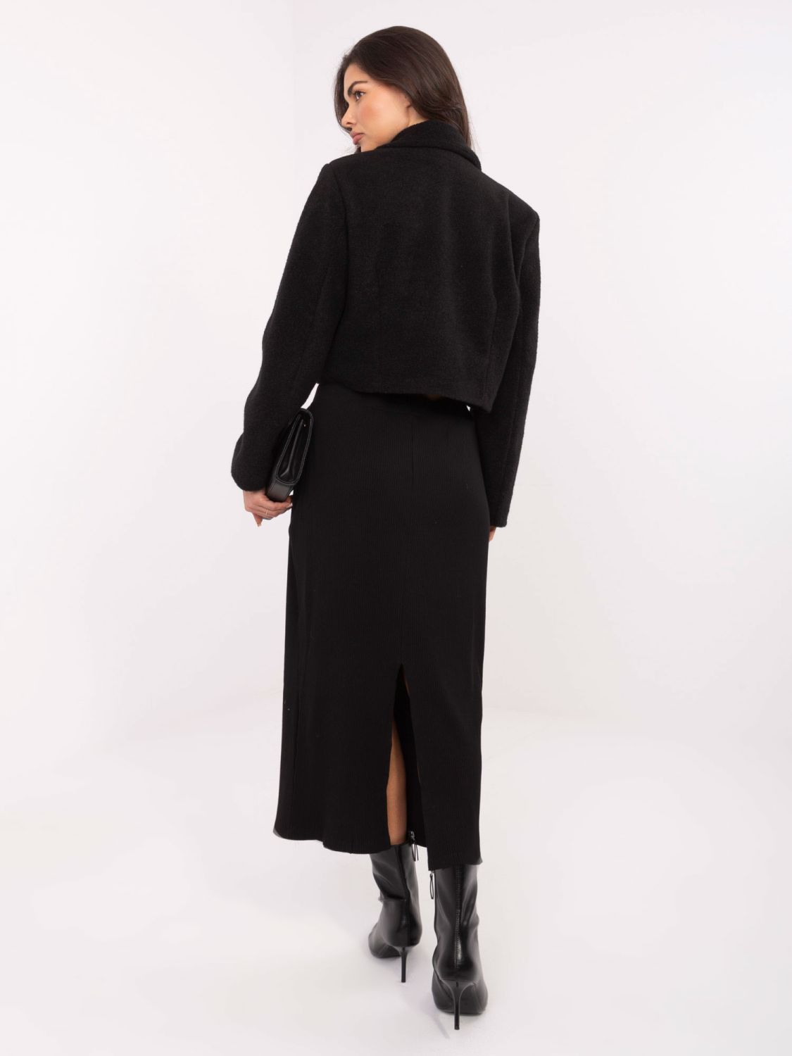 Short elegant black coat with lining