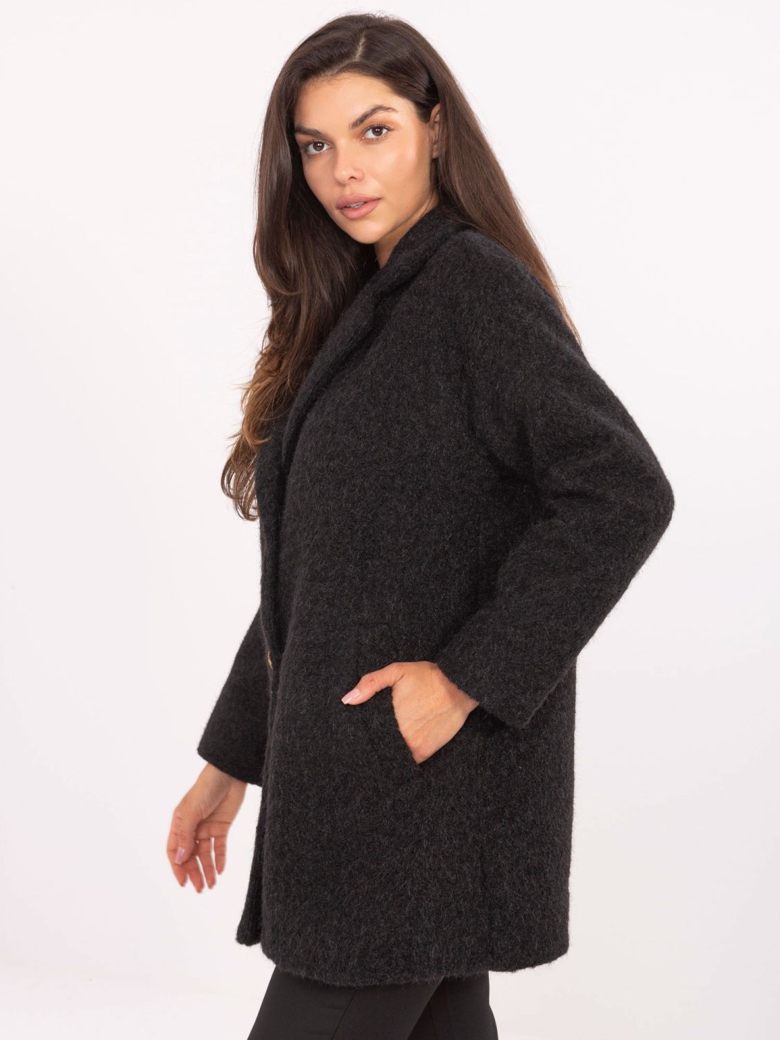 Short elegant transitional coat black