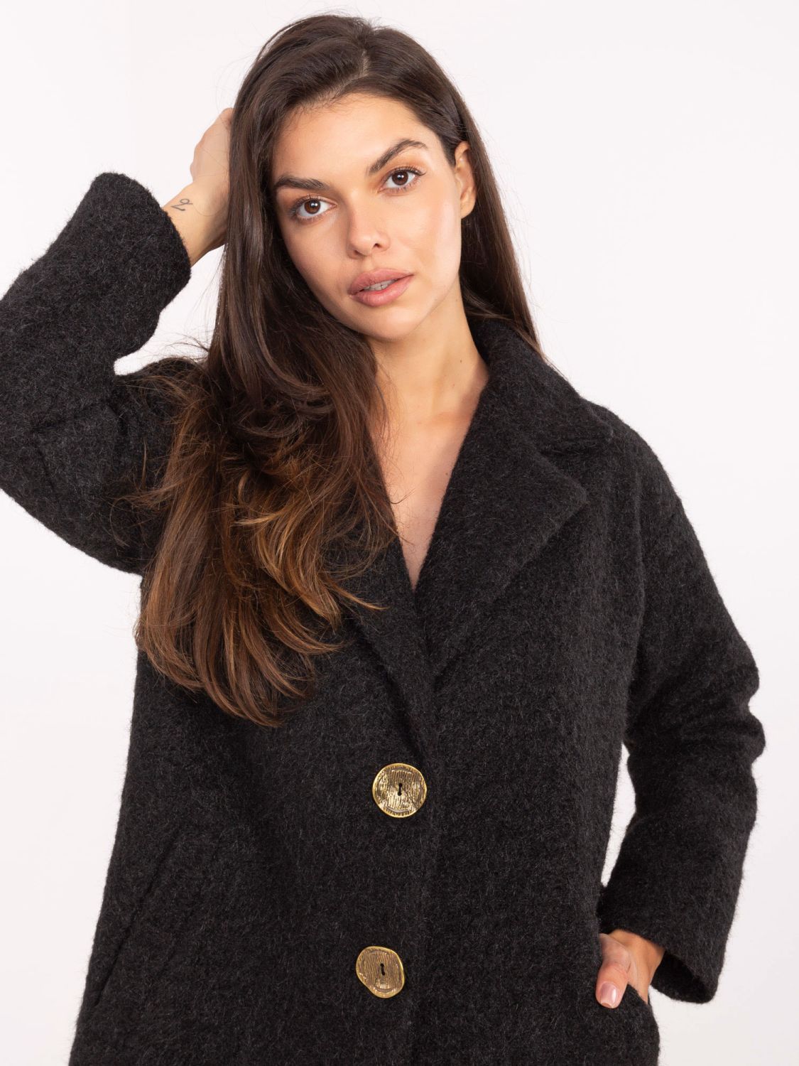 Short elegant transitional coat black