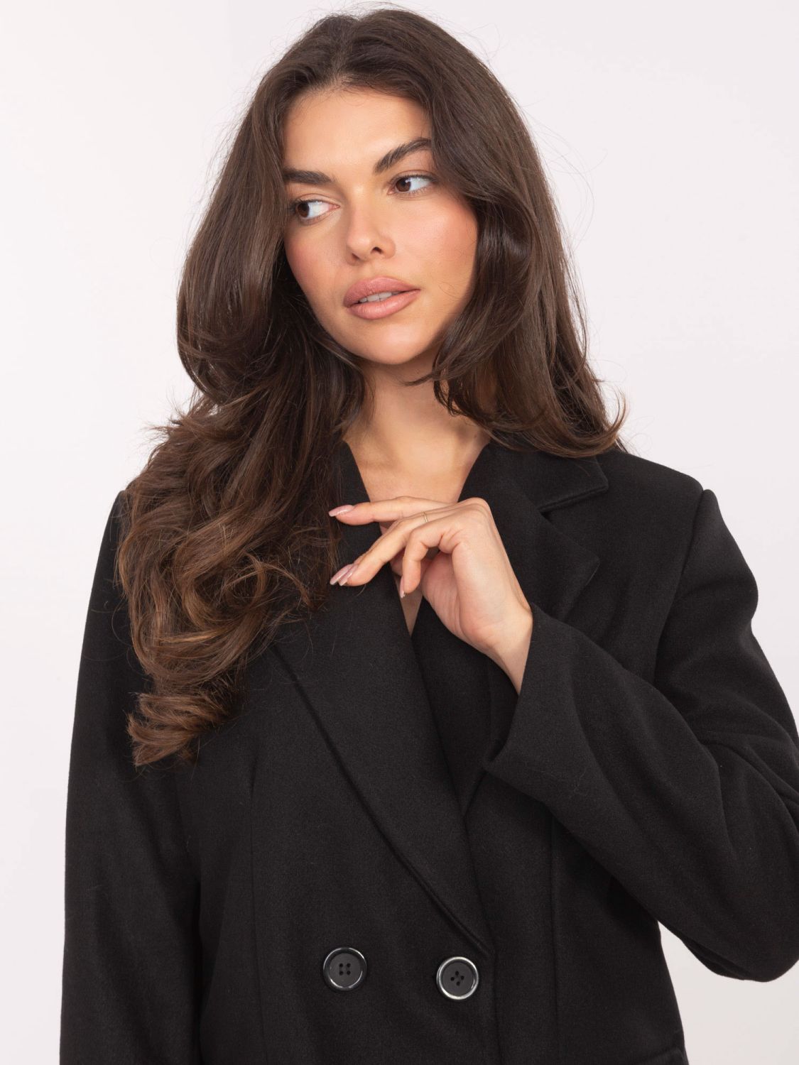 Short elegant transitional coat black