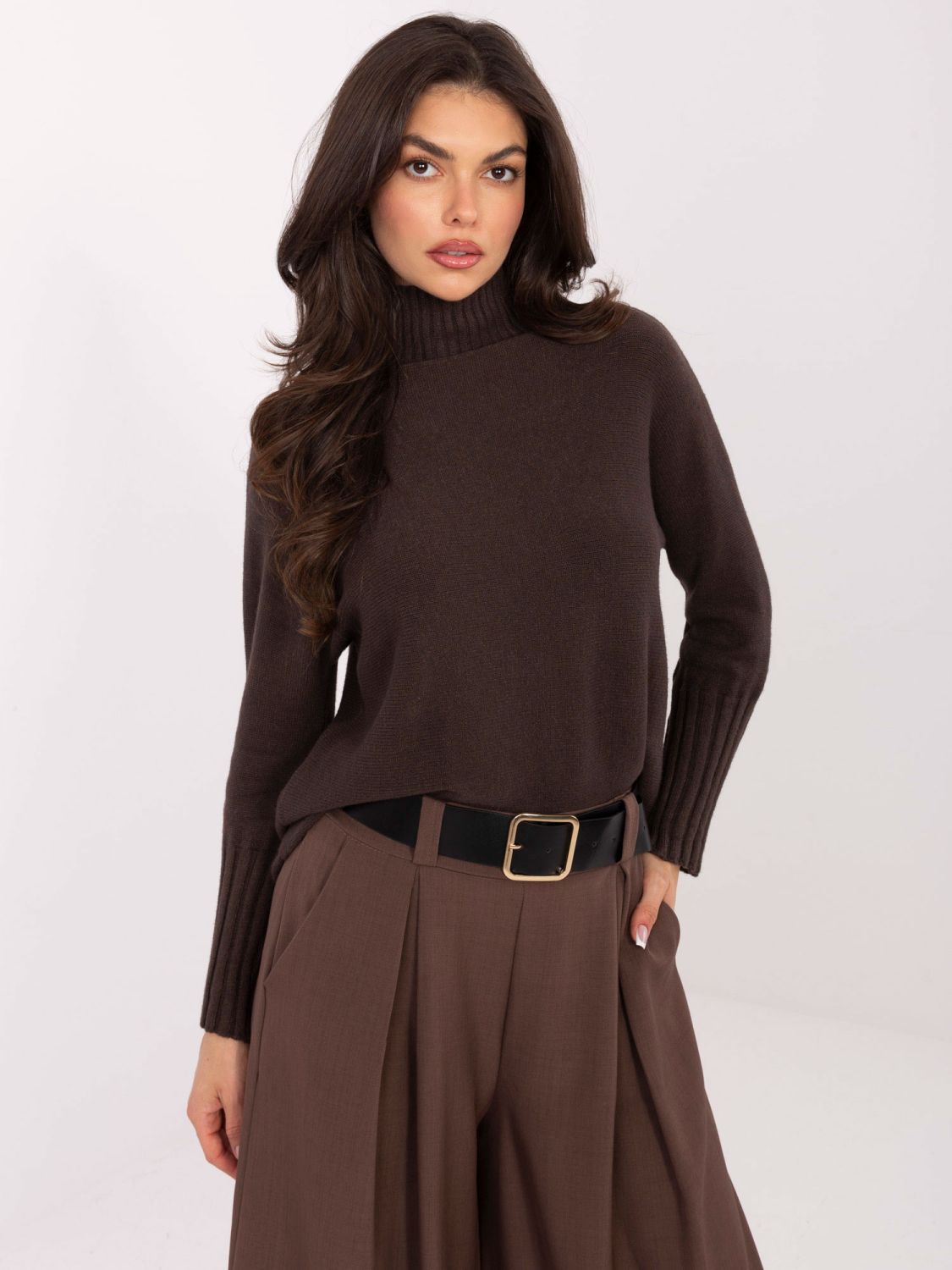 Brown viscose turtleneck sweater