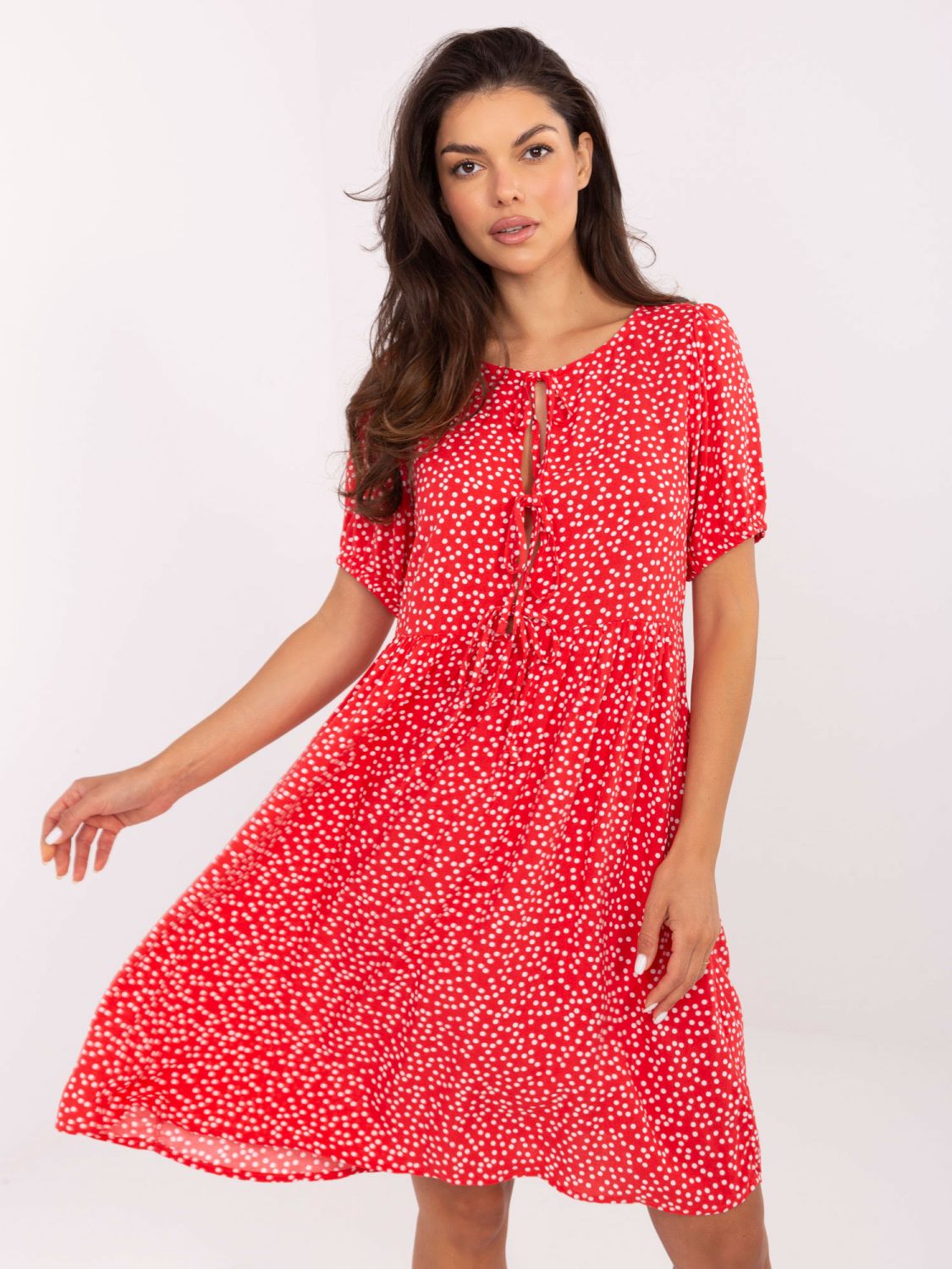 Flared Red Dress with Dots