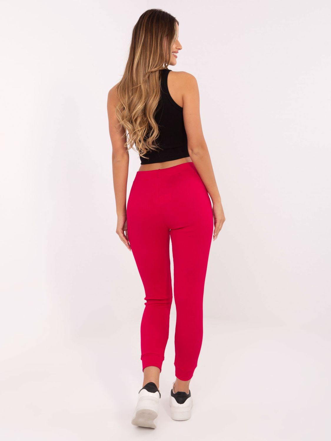 Red women's ribbed cotton sweatpants