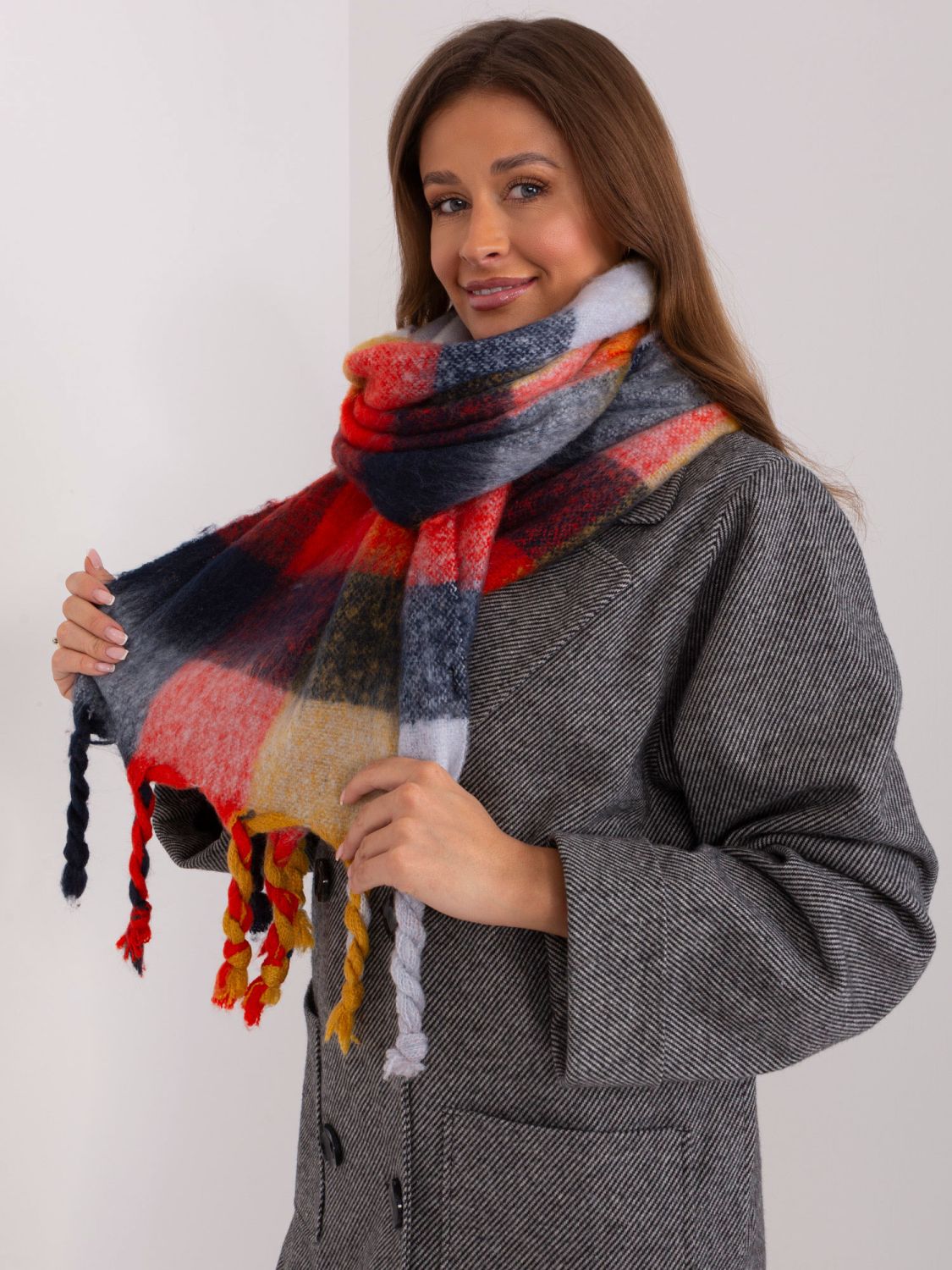 Elegant Red Scarf with Fringes
