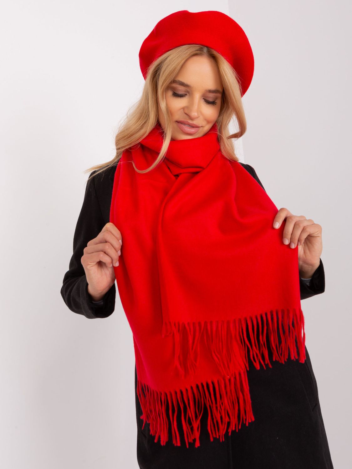 Stylish Wide Red Scarf