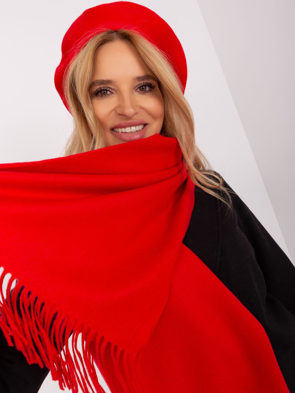Stylish Wide Red Scarf