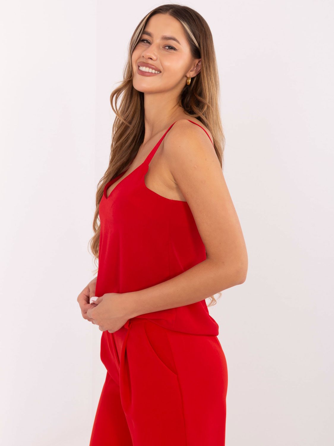 Stylish Red V-Neck Top
