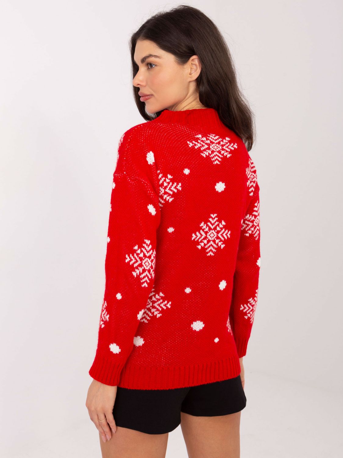 Red Turtleneck Sweater with Print
