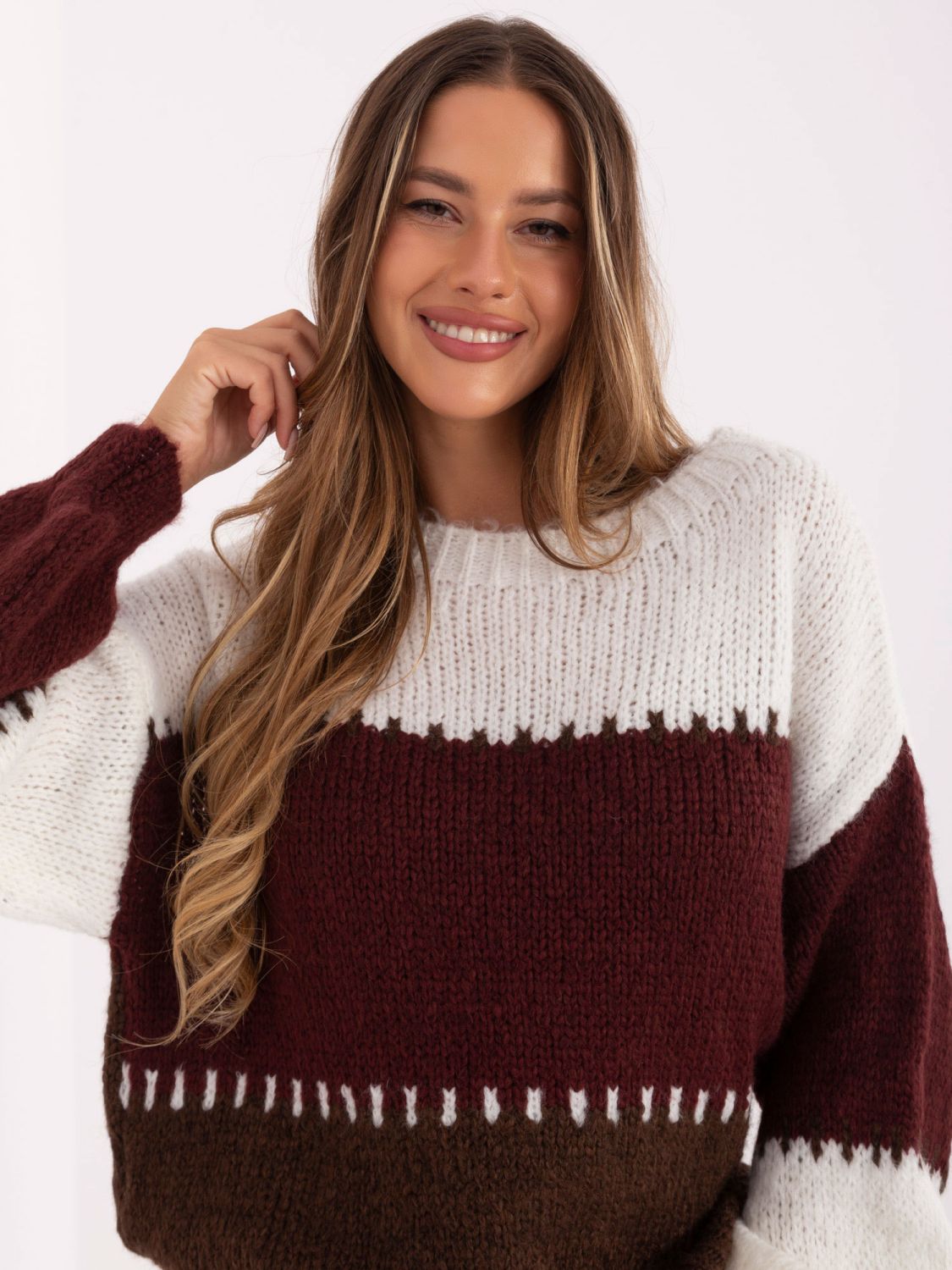 Striped Sweater in Burgundy