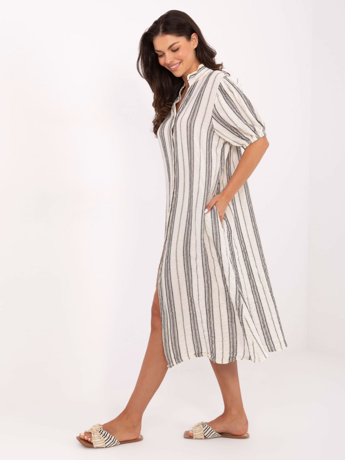 Oversize Dress with V Neckline in Black and White