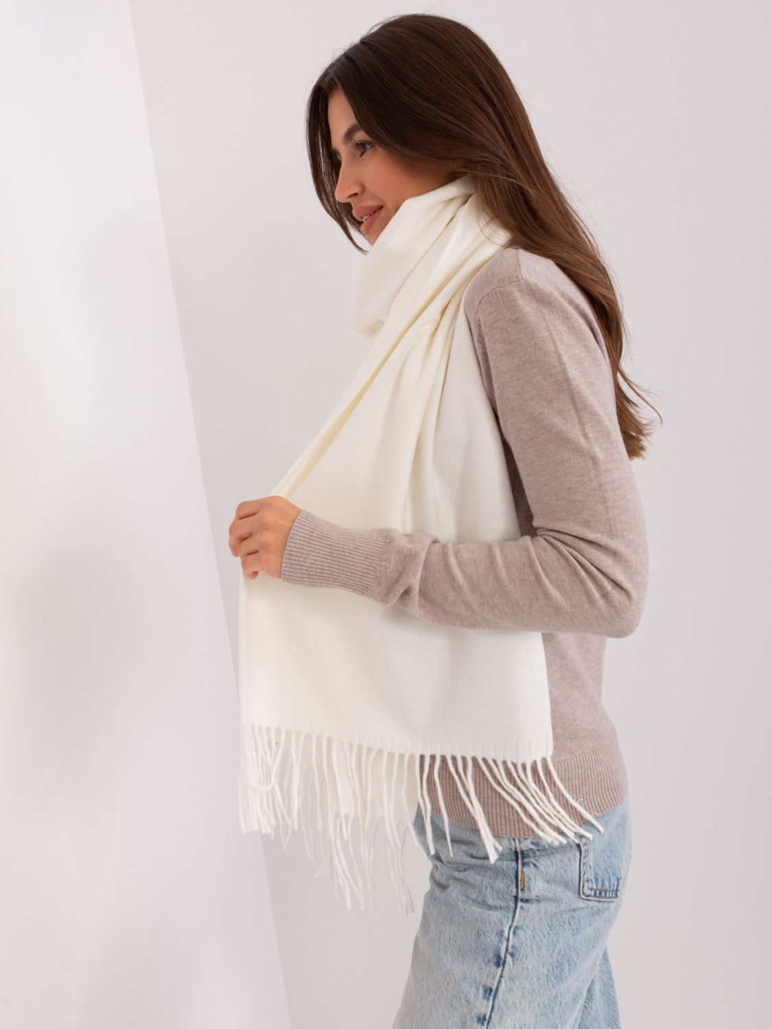 Ecru Solid Color Women's Scarf