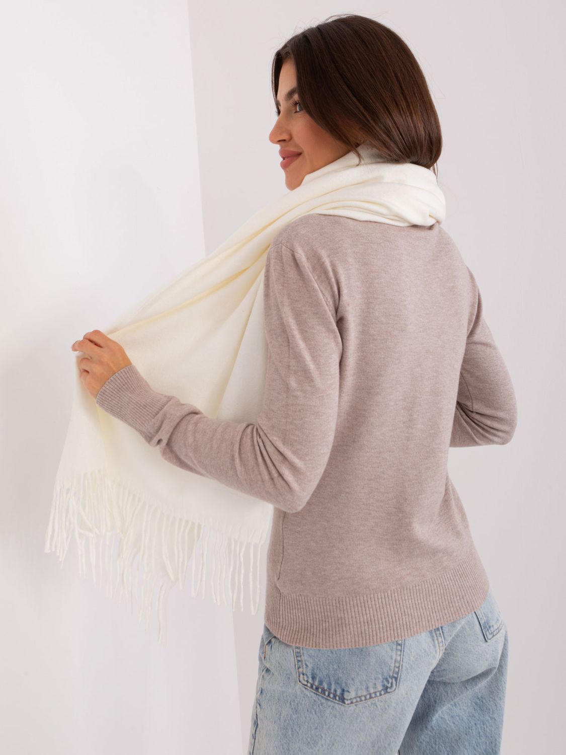 Ecru Solid Color Women's Scarf