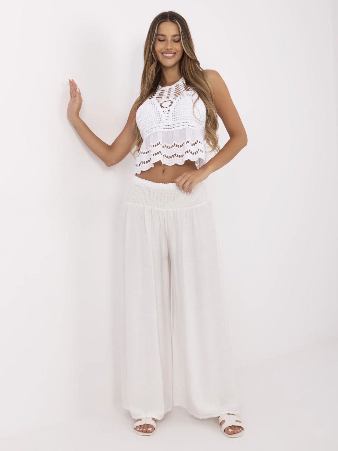Elegant ecru Palazzo Pants