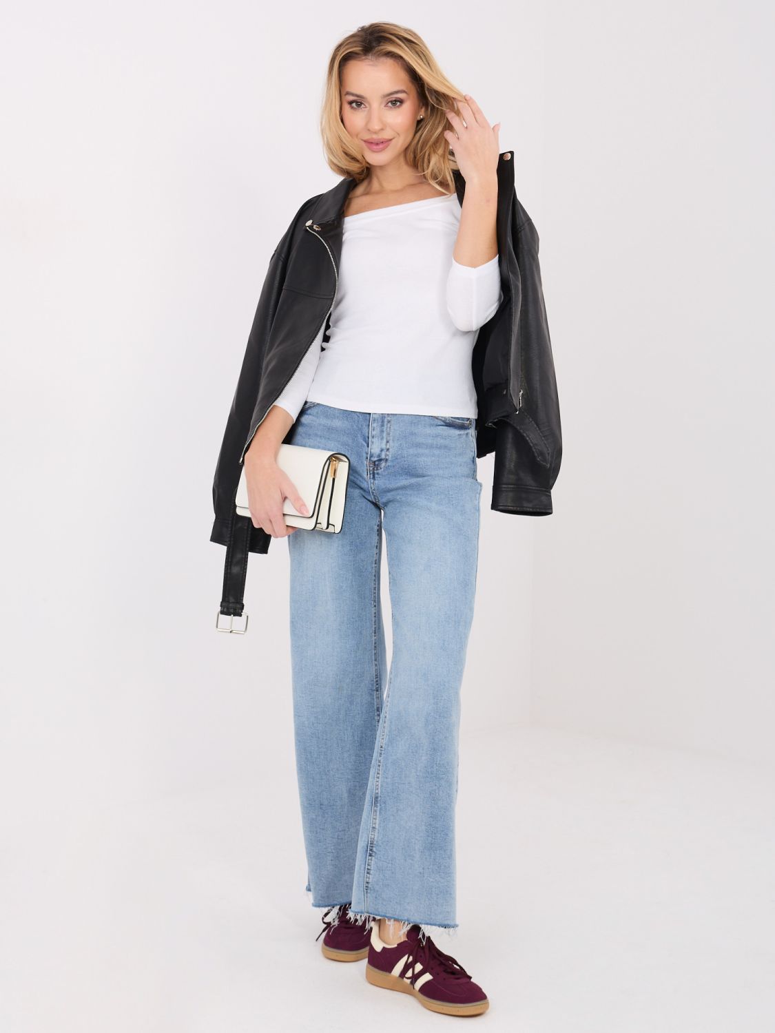 White cotton off-shoulder blouse