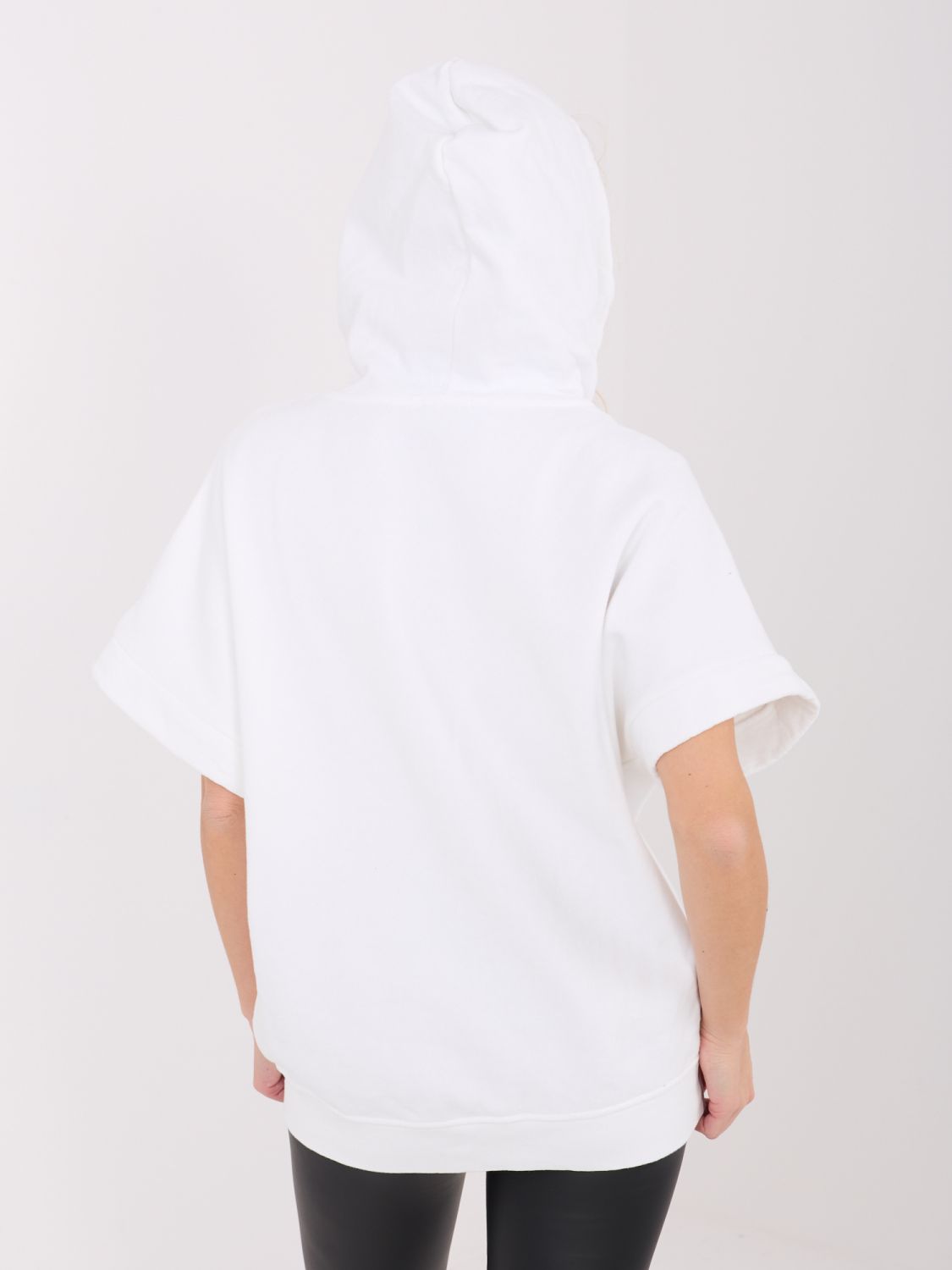 White hoodie with short sleeves