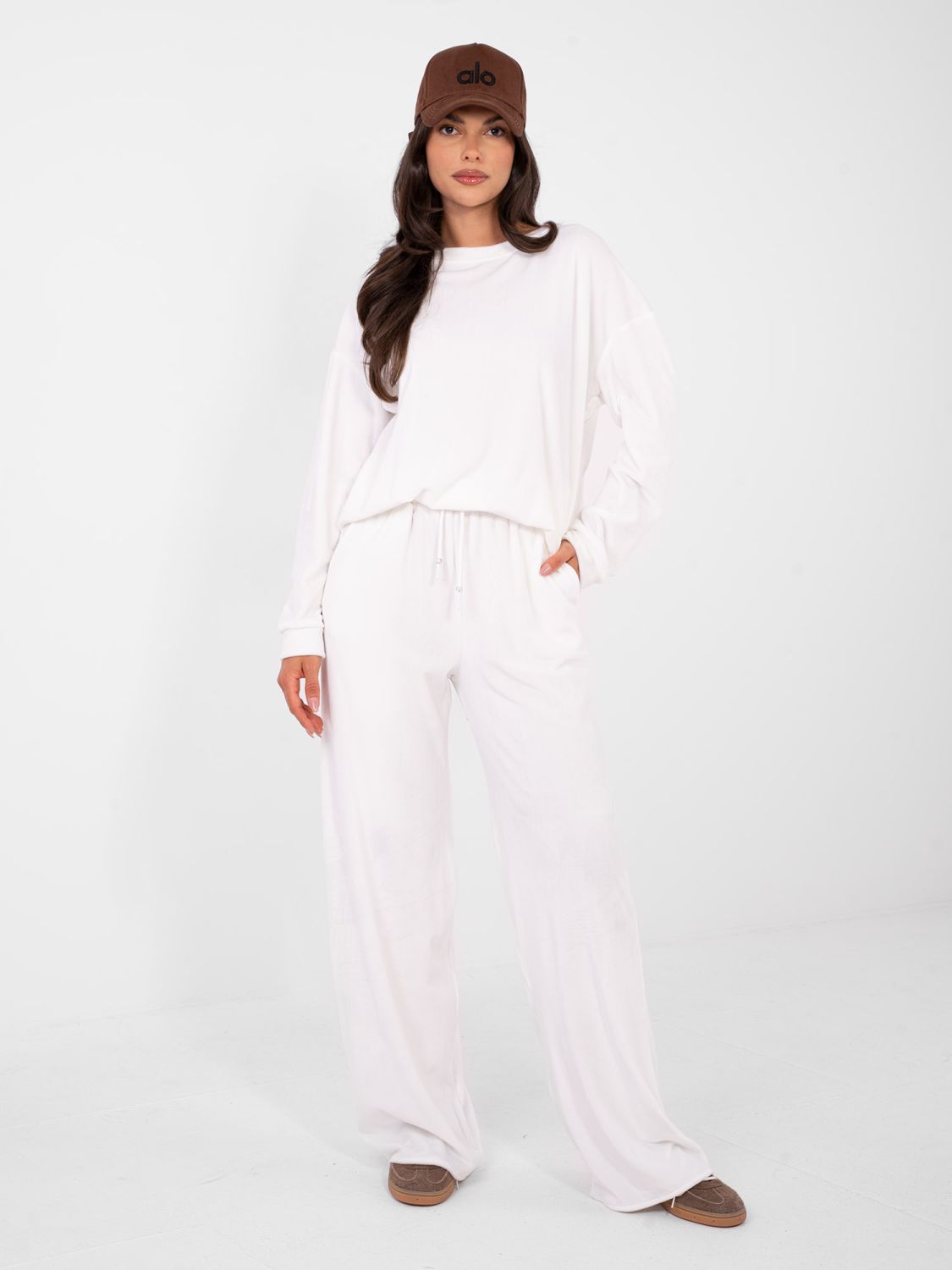 Women's ecru set with long sleeves and decorative details