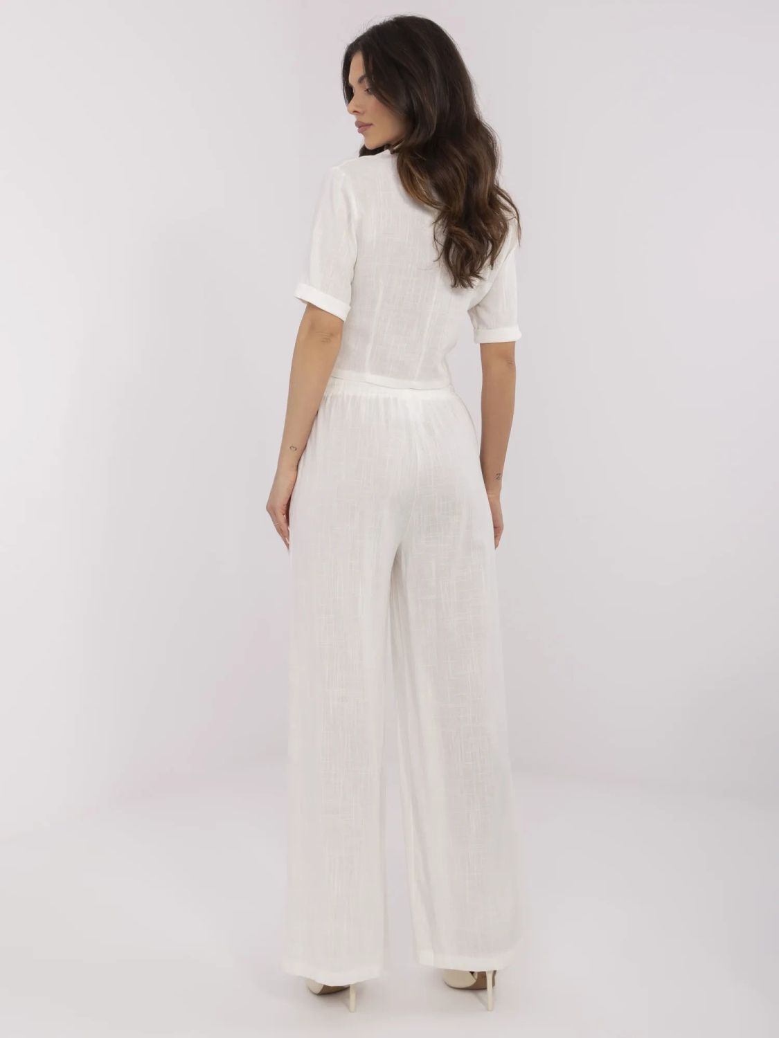 White wide-leg linen-viscose trousers