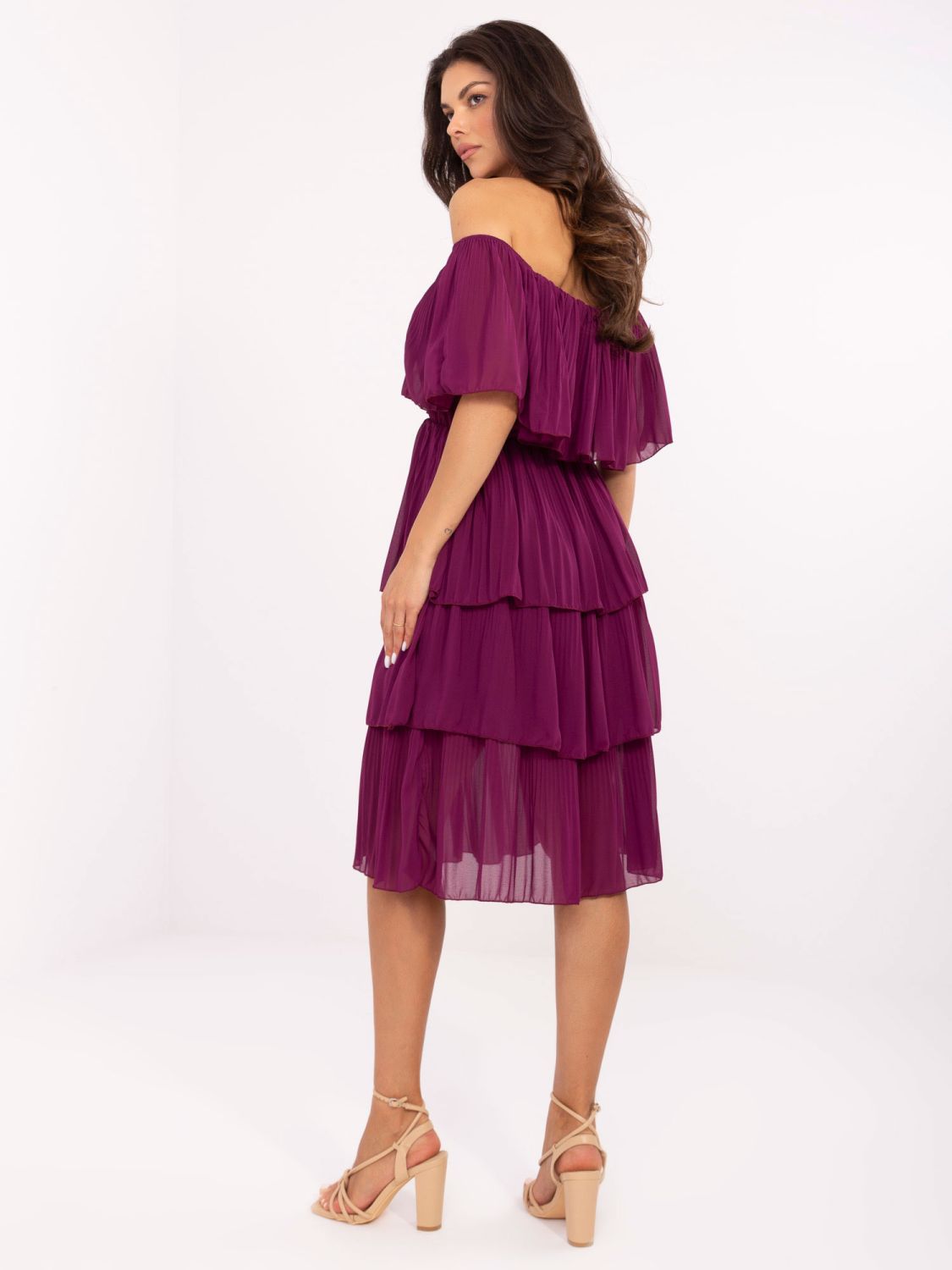 Purple Flared Dress with Ruffle