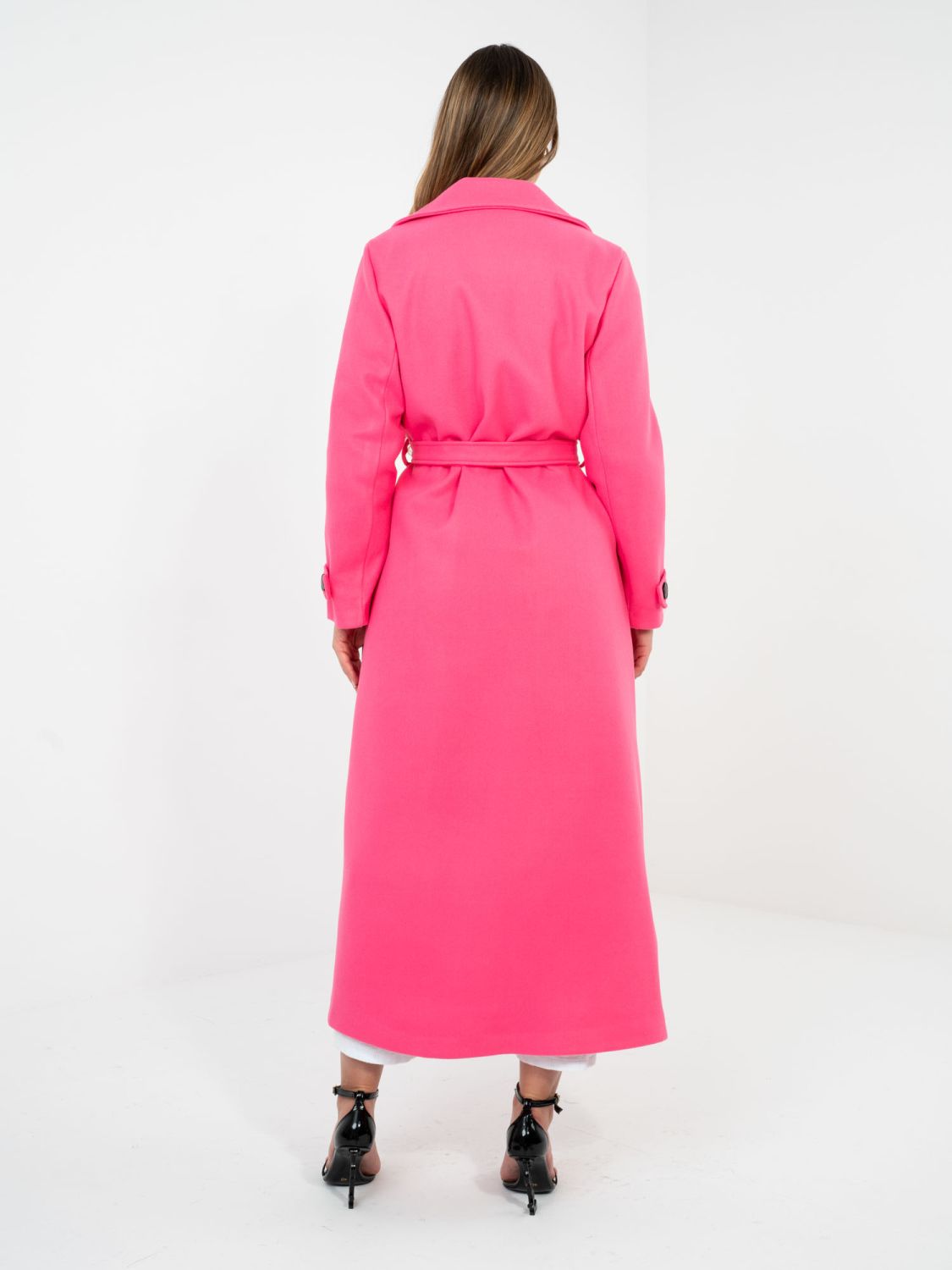 Elegant transitional coat in vibrant pink