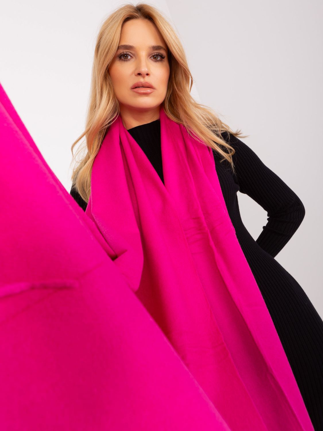 Smooth Fuchsia Scarf Made of Soft Knit