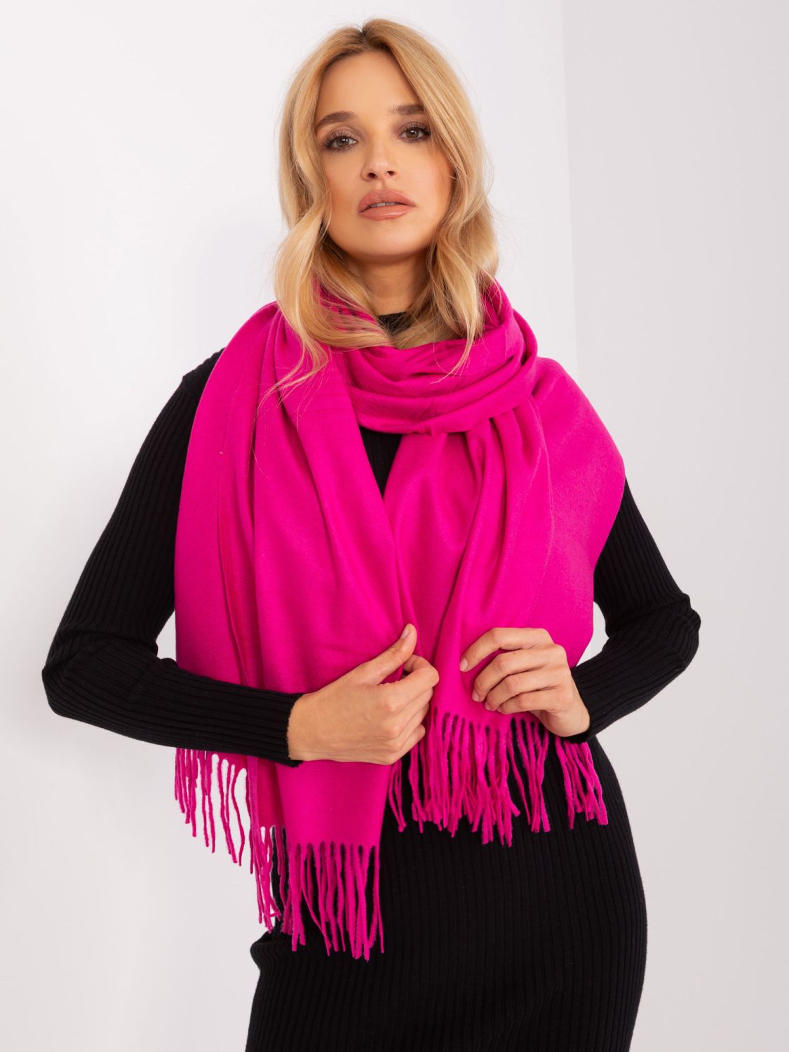 Smooth Fuchsia Scarf Made of Soft Knit