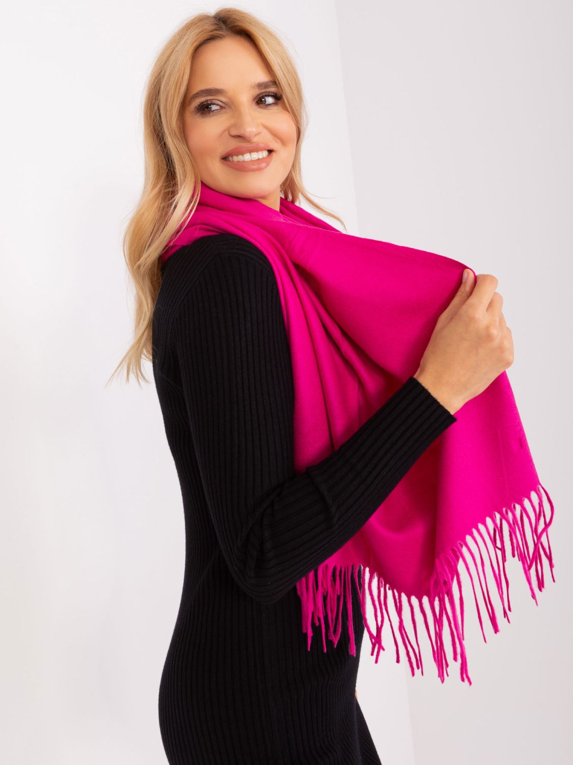 Smooth Fuchsia Scarf Made of Soft Knit