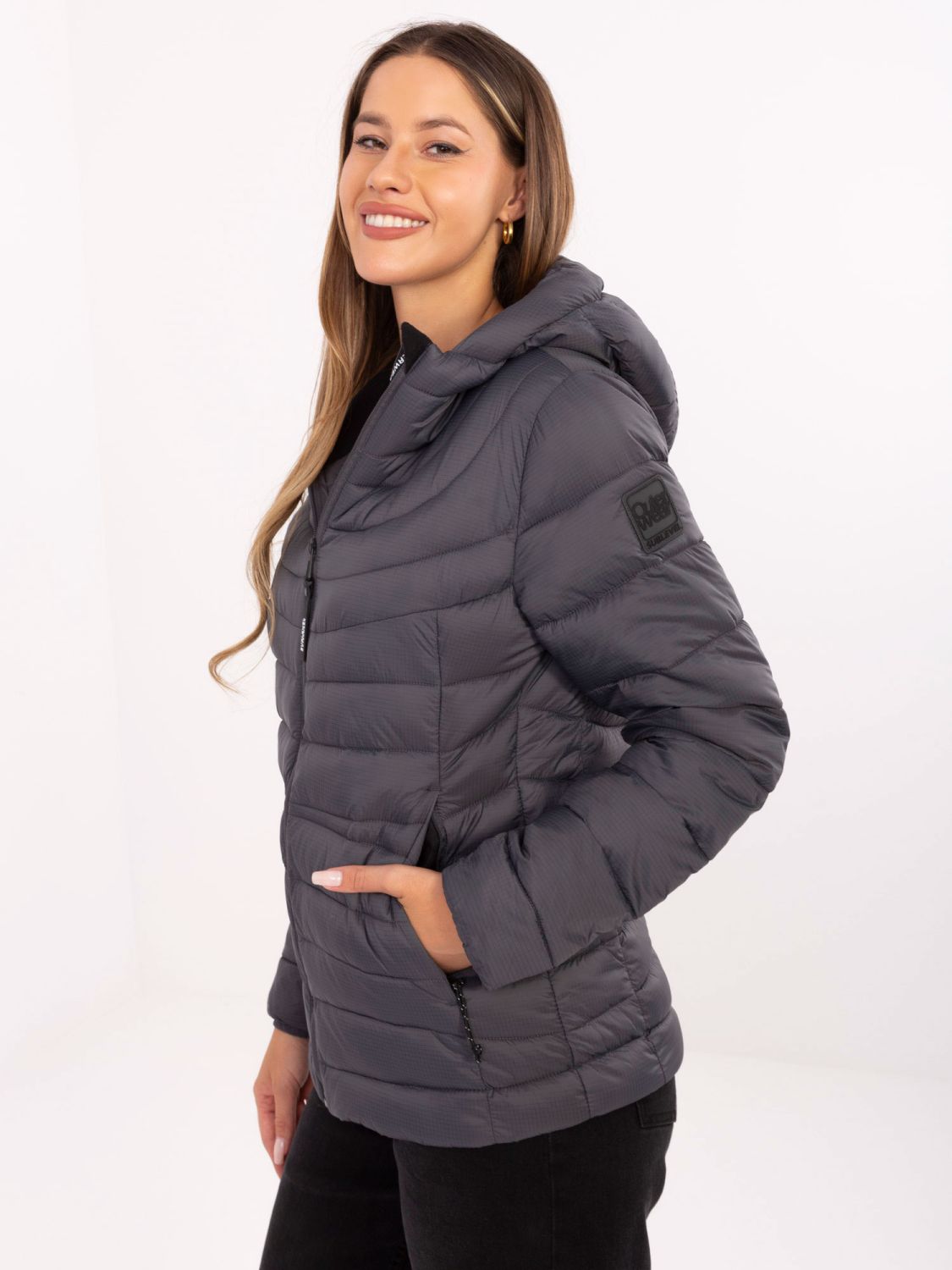 Graphite Quilted Jacket with Hood