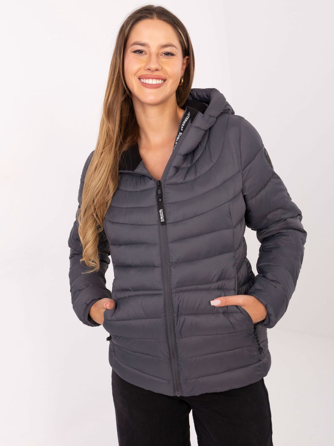 Graphite Quilted Jacket with Hood