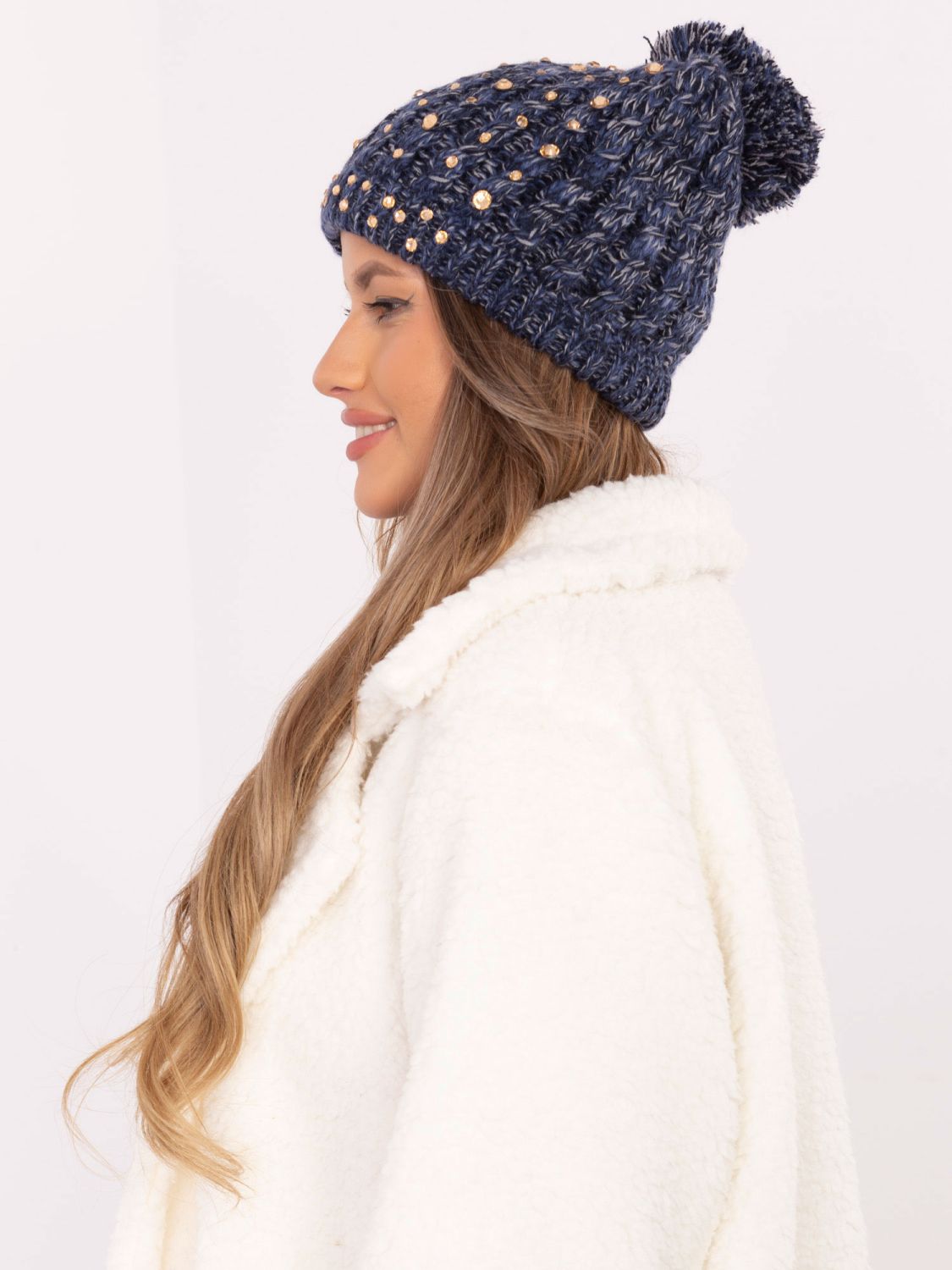 Elegant Blue Beanie with Application